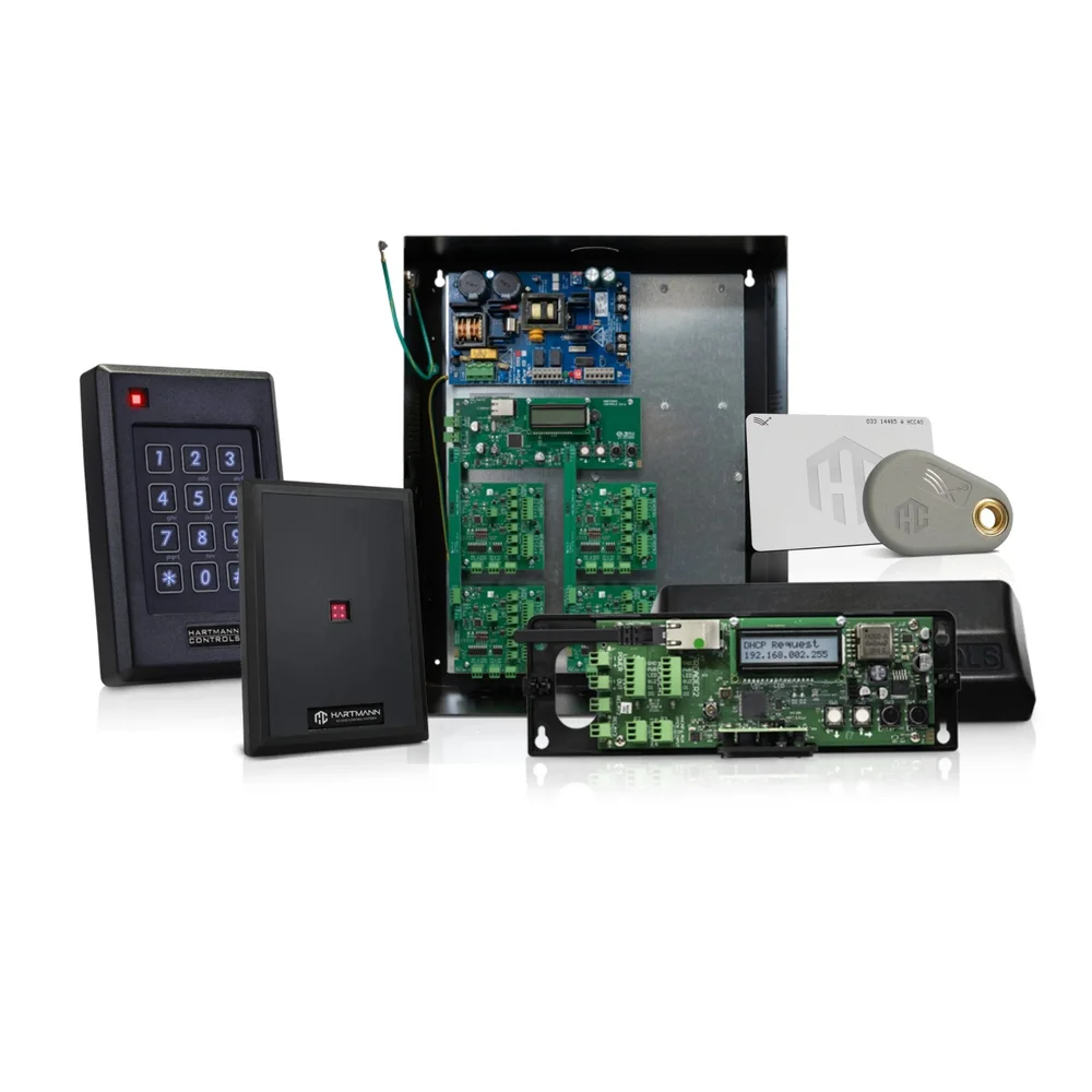 Hartmann Controls access panel, keypad reader and proximity fobs