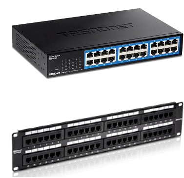 Network switch and patch panel used for structured cabling