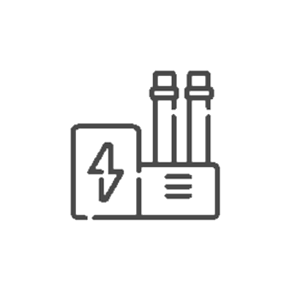Line drawing of electrical wires with lightning bolt symbol and a box.