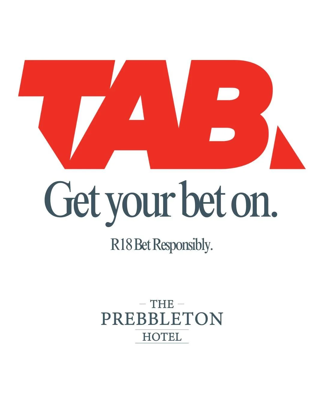 TAB is now at the Prebbleton Hotel! 

The season&rsquo;s heating up - back your tips, watch all the action live, and soak up the excitement with a cold one in hand! We can't wait to host you at The Prebbleton. 

Bet Responsibly, R18 only.