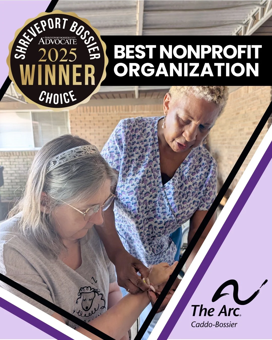 The Arc Caddo-Bossier is excited to announce that we are winners in five categories for The Shreveport-Bossier City Advocate's Shreveport-Bossier Choice Contest!🎊

🧡The Arc Caddo-Bossier won gold for nonprofit organization and place to work!
💛Our 