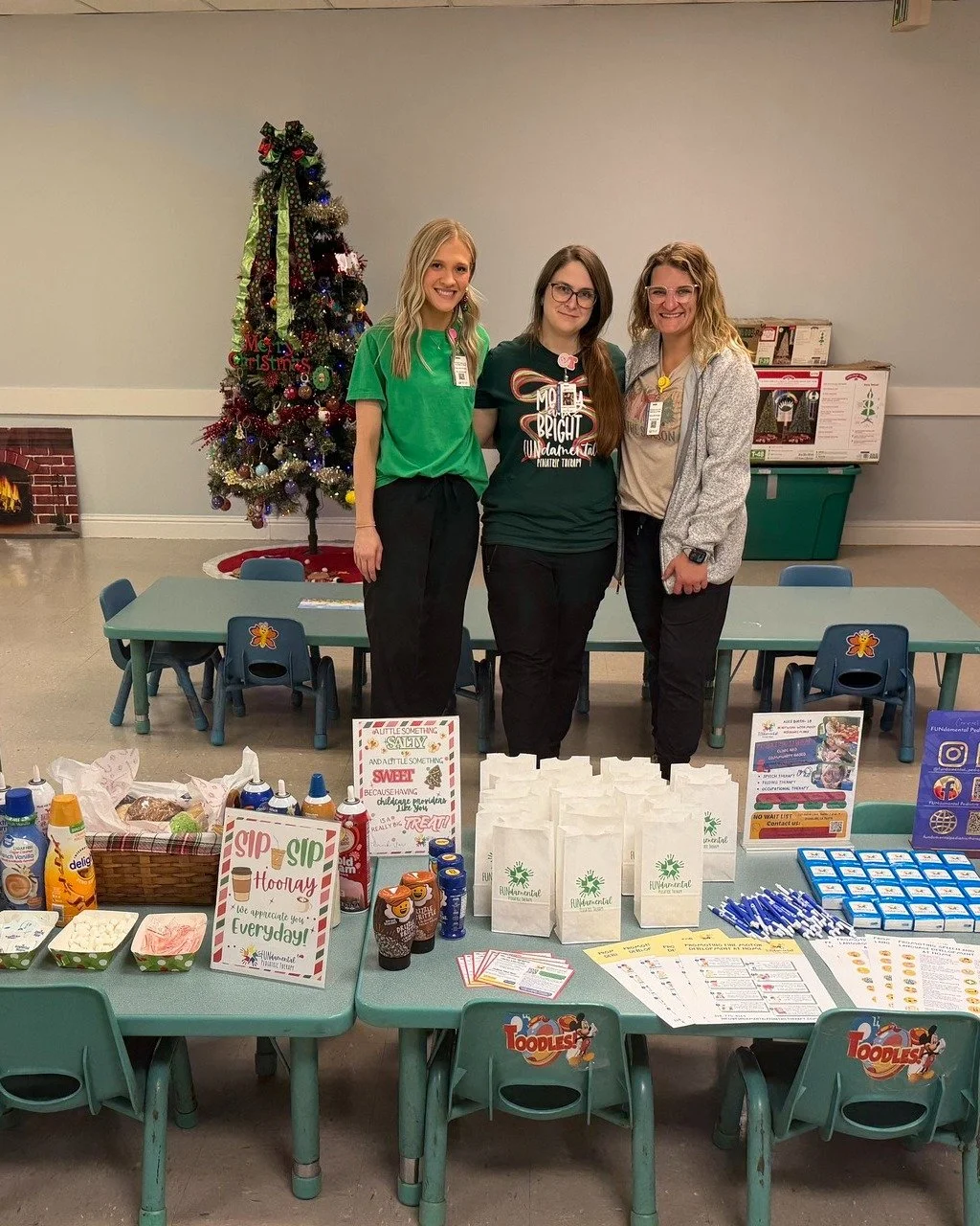 We would like to thank FUNdamental Pediatric Therapy, owned by Michael Johnston, for treating our Goldman School and Child Development Centers' teachers to a special coffee bar this week!☕ The FUNdamental team also brough helpful resources for our te