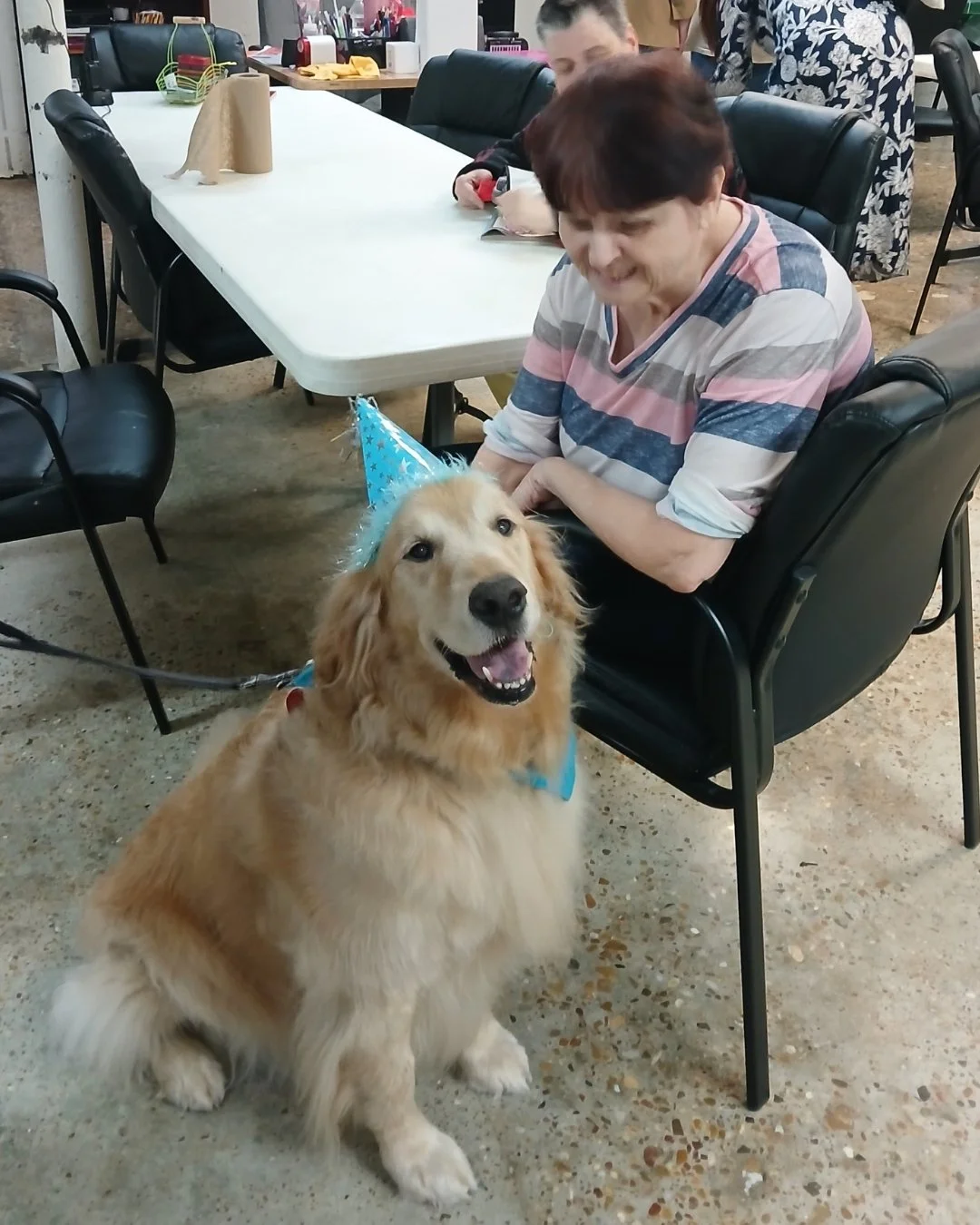 Yesterday we celebrated Boomer's birthday at our Conly Day Program!🎊🎉 Boomer is one of the therapy dogs from Alliance of Therapy Dogs who regularly visits our day program. We would like to thank everyone who celebrated with us today!🧡💛