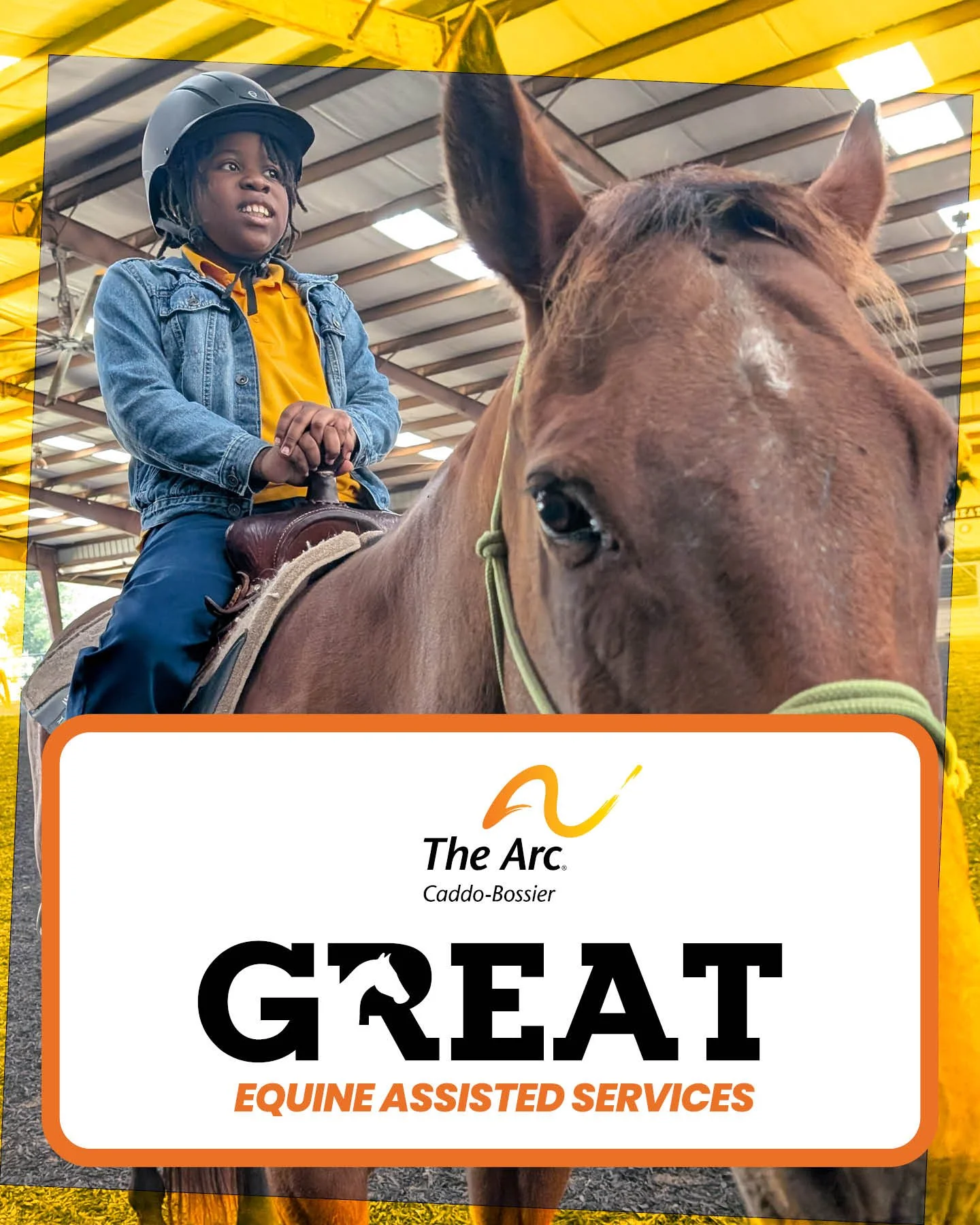 🎨Introducing the NEW LOGO for The Arc Caddo-Bossier&rsquo;s GREAT Equine Assisted Services!

Since 1997, GREAT has been transforming lives through the power of horses. Located on Greenwood-Springridge Road, this PATH International member center offe