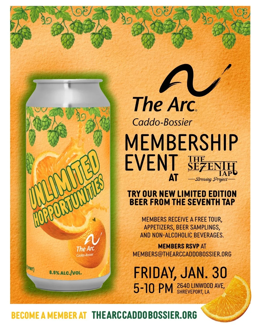 🌟Get ready to raise a glass to something special!🌟 The Arc Caddo-Bossier and The Seventh Tap Brewing Project are tapping into the power of community with "Unlimited Hopportunities," a limited-edition fundraiser beer debuting this Friday, 
