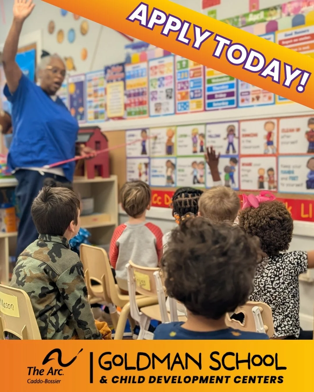 🏫The Arc Caddo-Bossier's Goldman School and Child Development Centers offer an inclusive, year-round educational environment for children aged 8 weeks (about 2 months) to 5 years. We are currently hiring Lead Teachers, Floaters full-time, and Assist