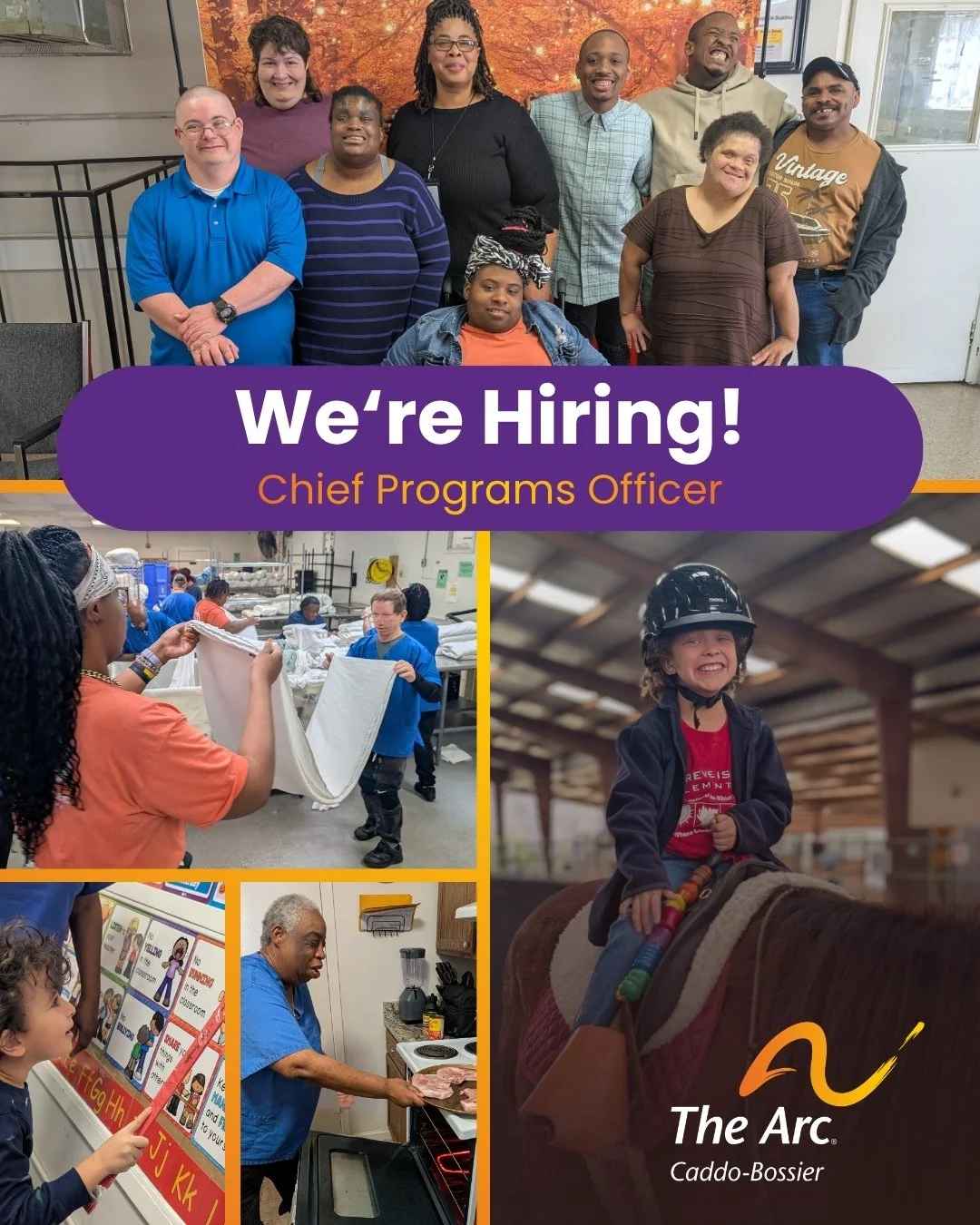 We are hiring a Chief Programs Officer! This position is an executive leader of The Arc Caddo-Bossier, responsible for:
🧡Programs&rsquo; administrative functions
💛Building partnerships
🧡Strategic development
💛Effective delivery of programs and se