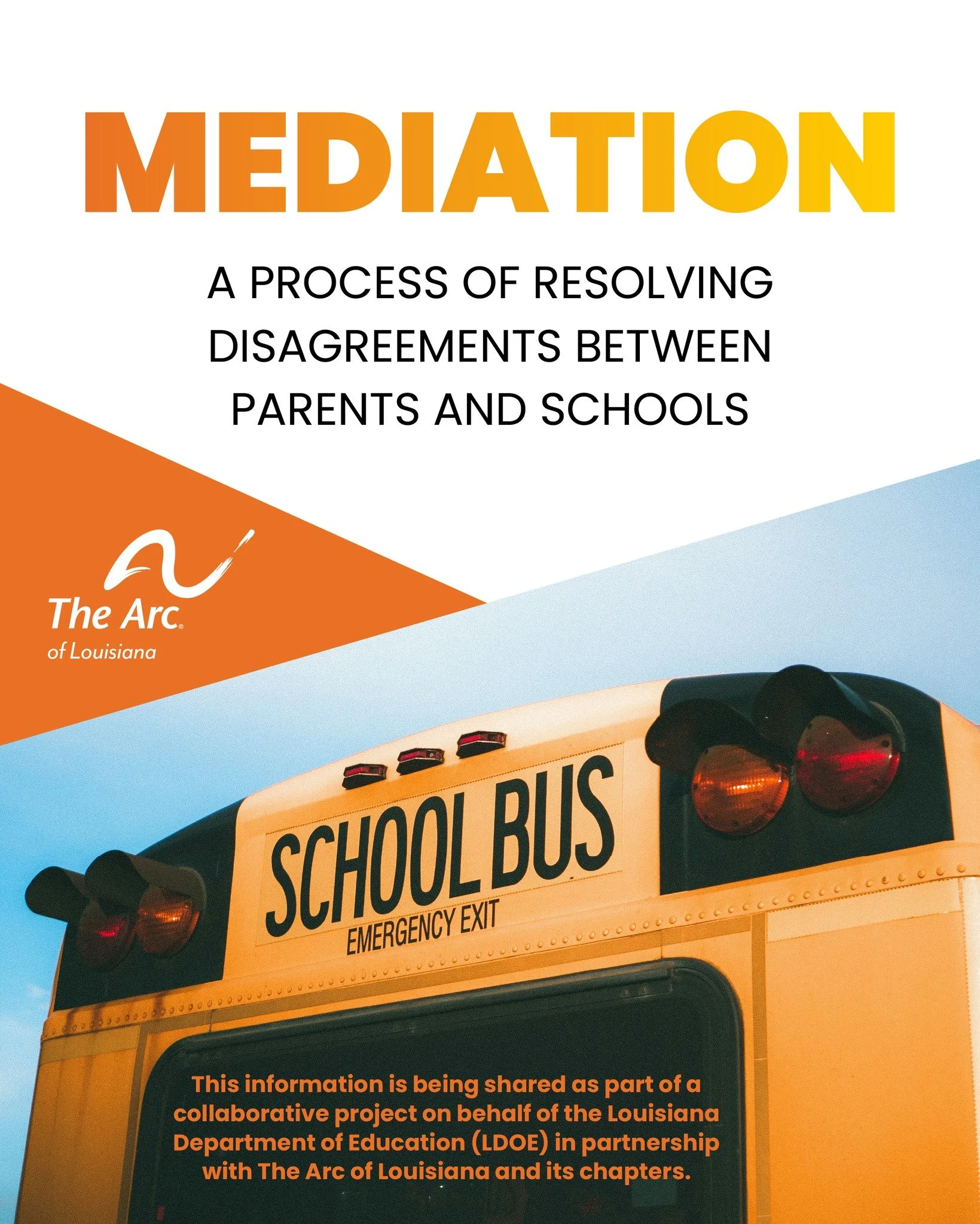 The Arc Caddo-Bossier is a part of a collaborative project on behalf of the @Louisiana Department of Education (LDOE) in partnership with The Arc of Louisiana!🧡💛 In the coming weeks, we will be sharing helpful information with you here, like this g