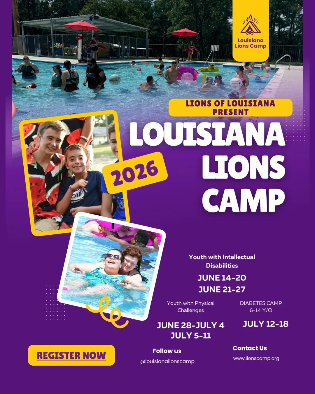 We would like to share Louisiana Lions Camp hosted by Lions Clubs of Louisiana! This summer camp is free for children with intellectual and developmental disabilities. Daily activities include archery, canoeing, fishing, and more!🧡💛

Click the link