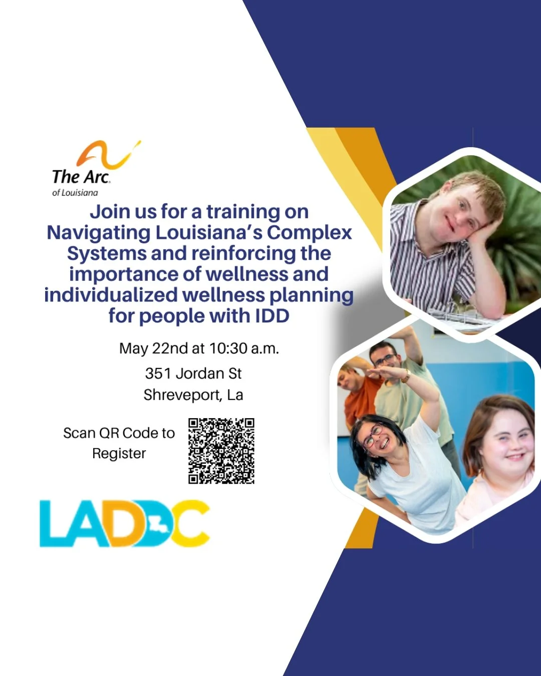 We are the host site for this upcoming seminar titled &ldquo;Navigating the Systems for Individuals with IDD and Wellness&rdquo; presented by The Arc of Louisiana!🧡💛

Join us on May 22nd at 10:30 AM at 351 Jordan Street for a one-hour, in-person se