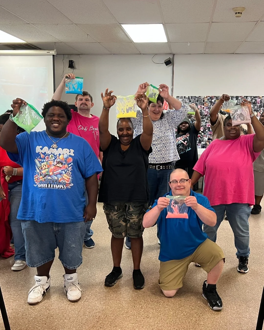 Thank you to the volunteer group led by Sarah Toups and Southfield School for making slime with our Conly Day Program participants again!🧡💛