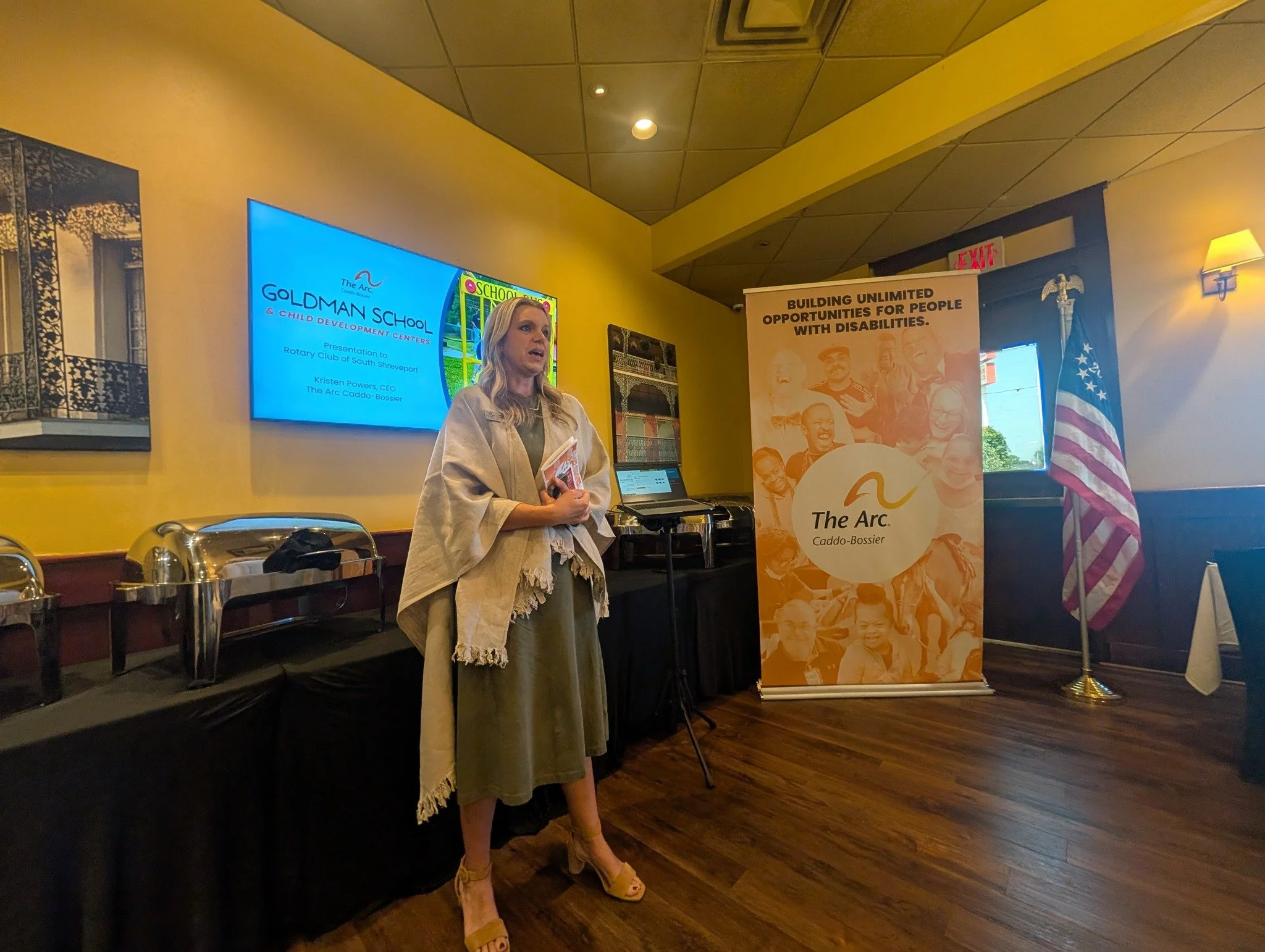 Yesterday our CEO, Kristen Powers, gave a presentation to the South Shreveport Rotary.  While she covered all of The Arc Caddo-Bossier's programs, she centered on The Arc Caddo-Bossier's Goldman School and Child Development Centers and how Rotary Clu
