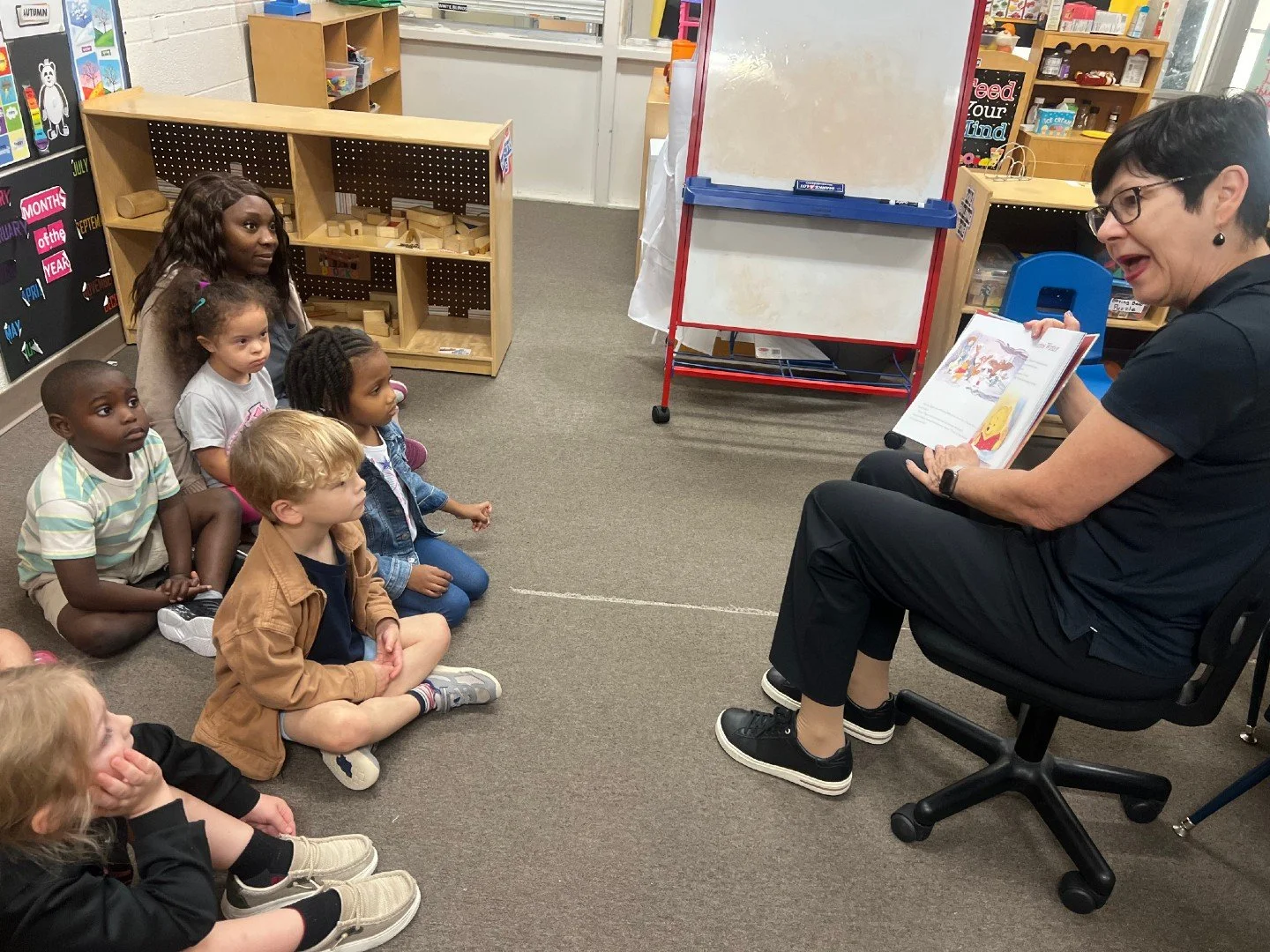 Happy 100th birthday, Winnie-the-Pooh! 🍯🐻

This morning, volunteer readers visited both Goldman School campuses to read Winnie-the-Pooh stories to our preschoolers for our Reading is Fundamental (RIF) event. There were rumbly tummies, a few mention