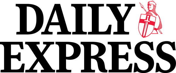Daily Express Logo on a transparent background, black text with white and red crest in the top right next to the lettering of DAILY