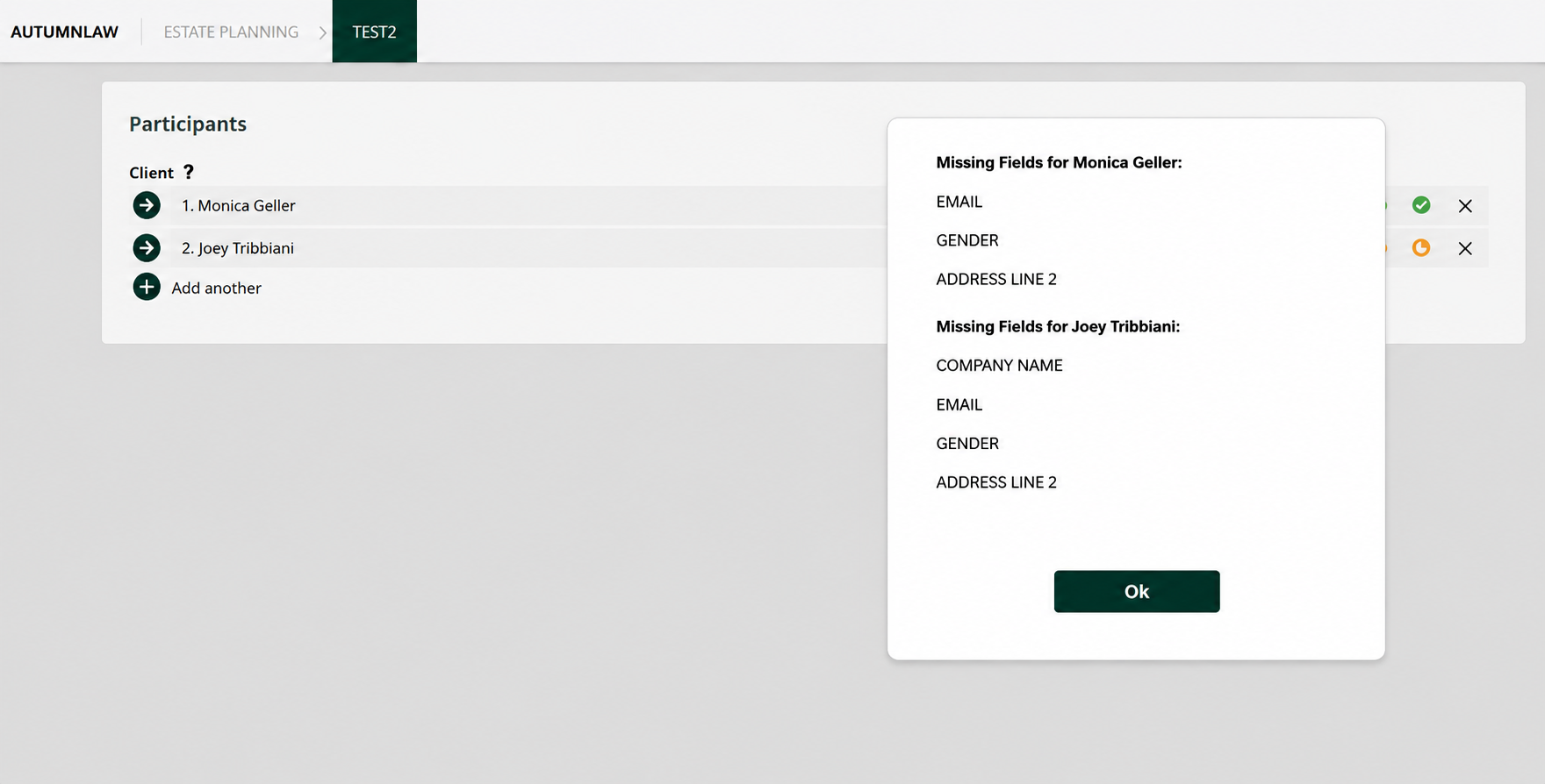 A screenshot of the Actionstep Builder notifications interface.