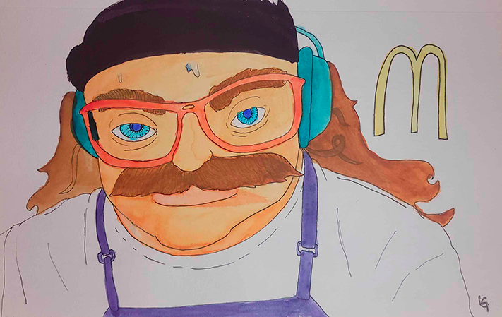 The Burger // ~2023, Watercolor, Ink Pen *First time using watercolors