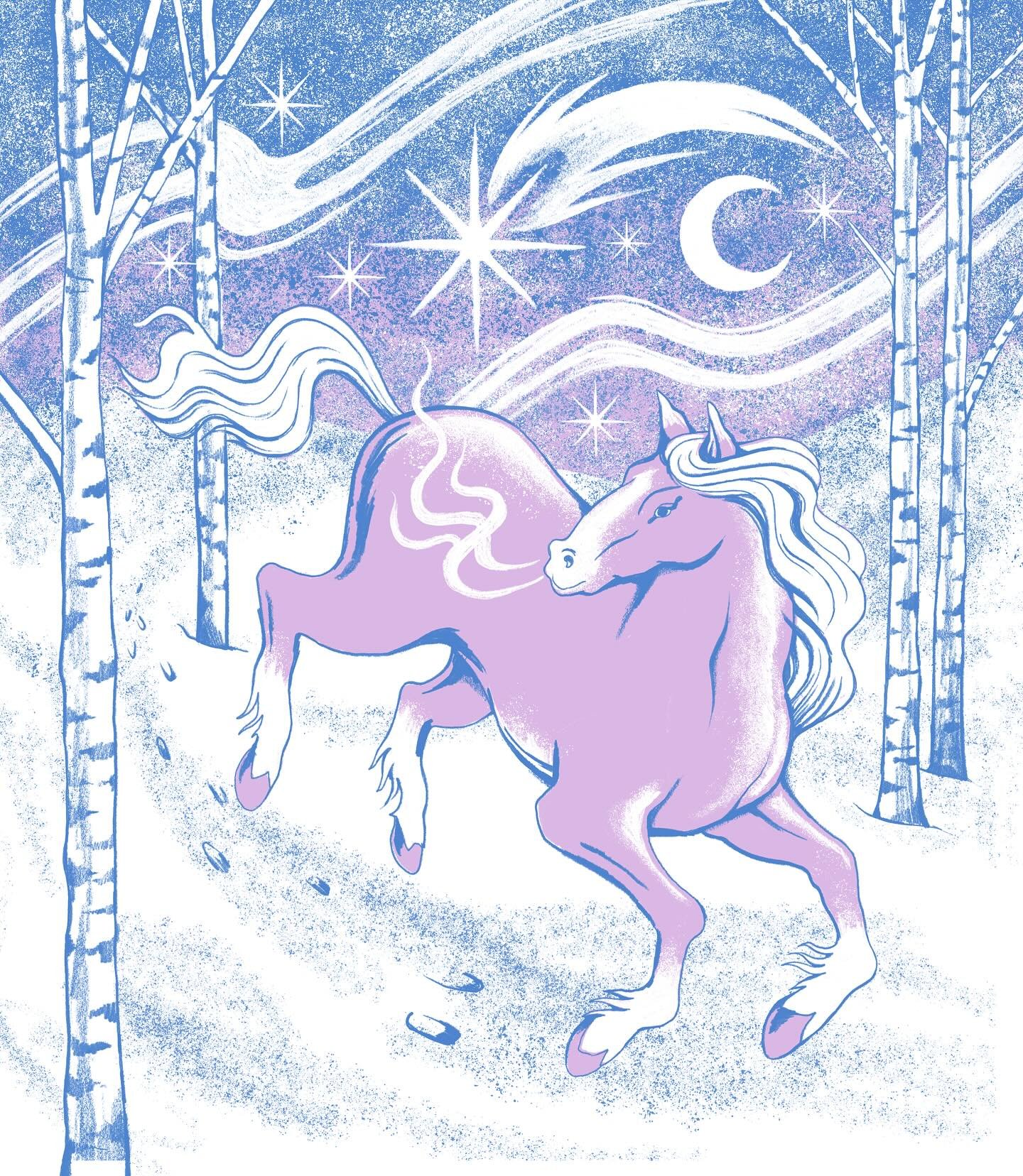 honored to contribute a December illustration for @bearbear.co 's 2026 Year of the Horse Calendar! Excited to see all the other art for the calendar when its printed. Stay tuned for seeing this in riso print form 🥰💕
