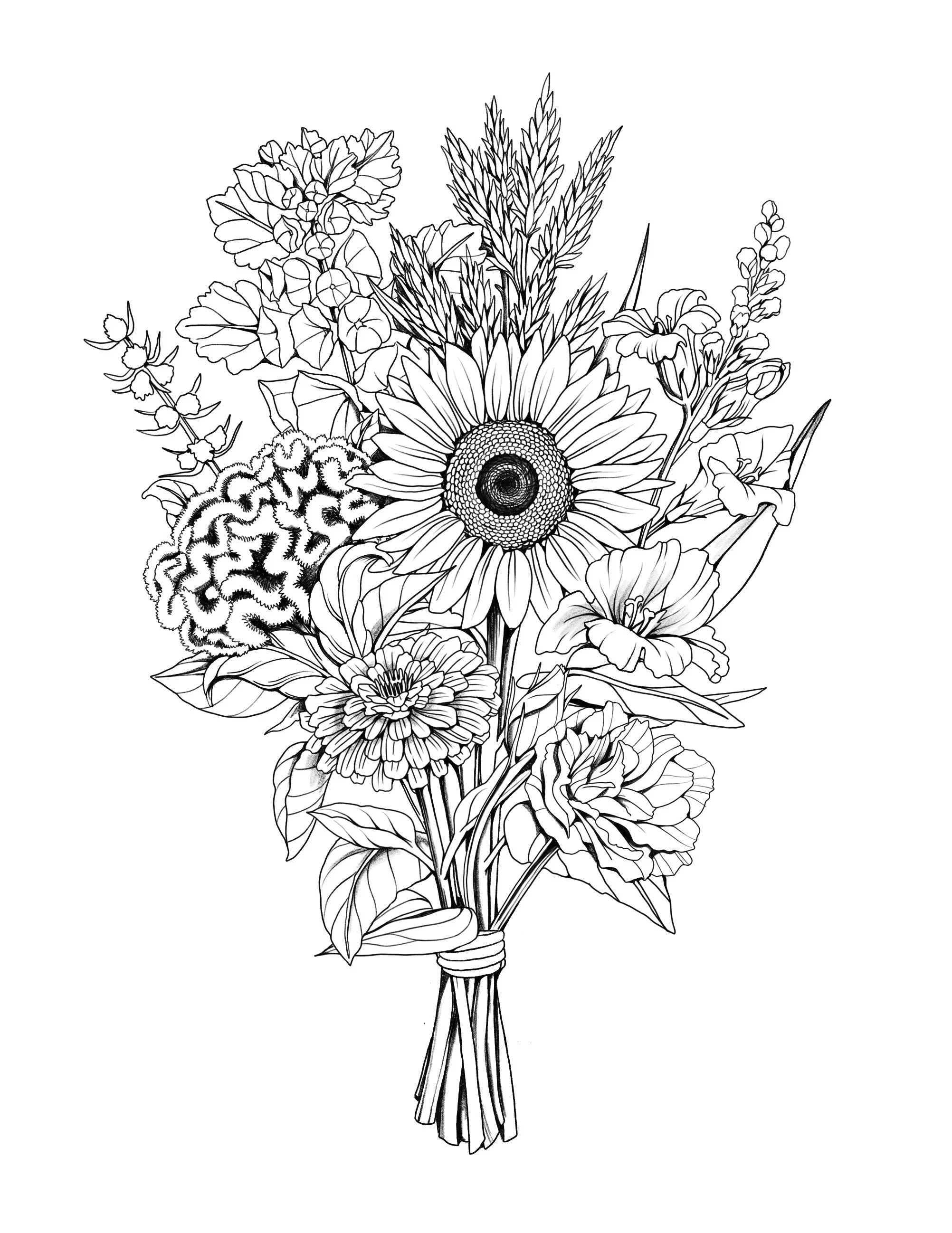 some black and white art for the interior of one of the books i worked on this year Growing a Beautiful Life by Lisa Ziegler, published by @quartobooksus / AD by Anne Re ✨ i loved working on this and always love drawing plants and flowers 🥹 i learn 