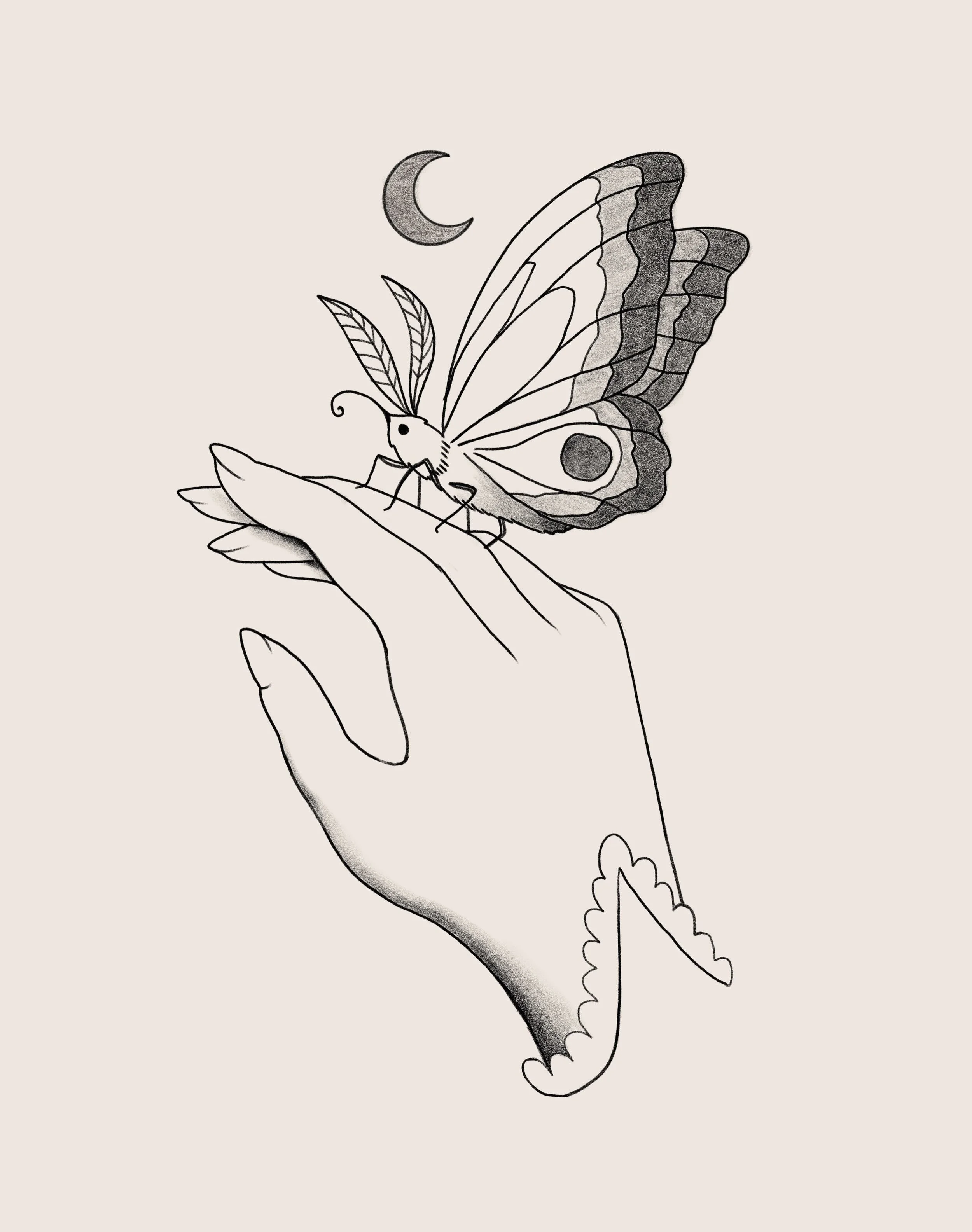 i wasnt sure if i was going to do any october drawing prompts this year but today rolled around and i got fomo and love drawing spooky whimsical things so i drew this from @mabgraves Drawloween list of prompts. today's prompt is "Moth Maiden&quo