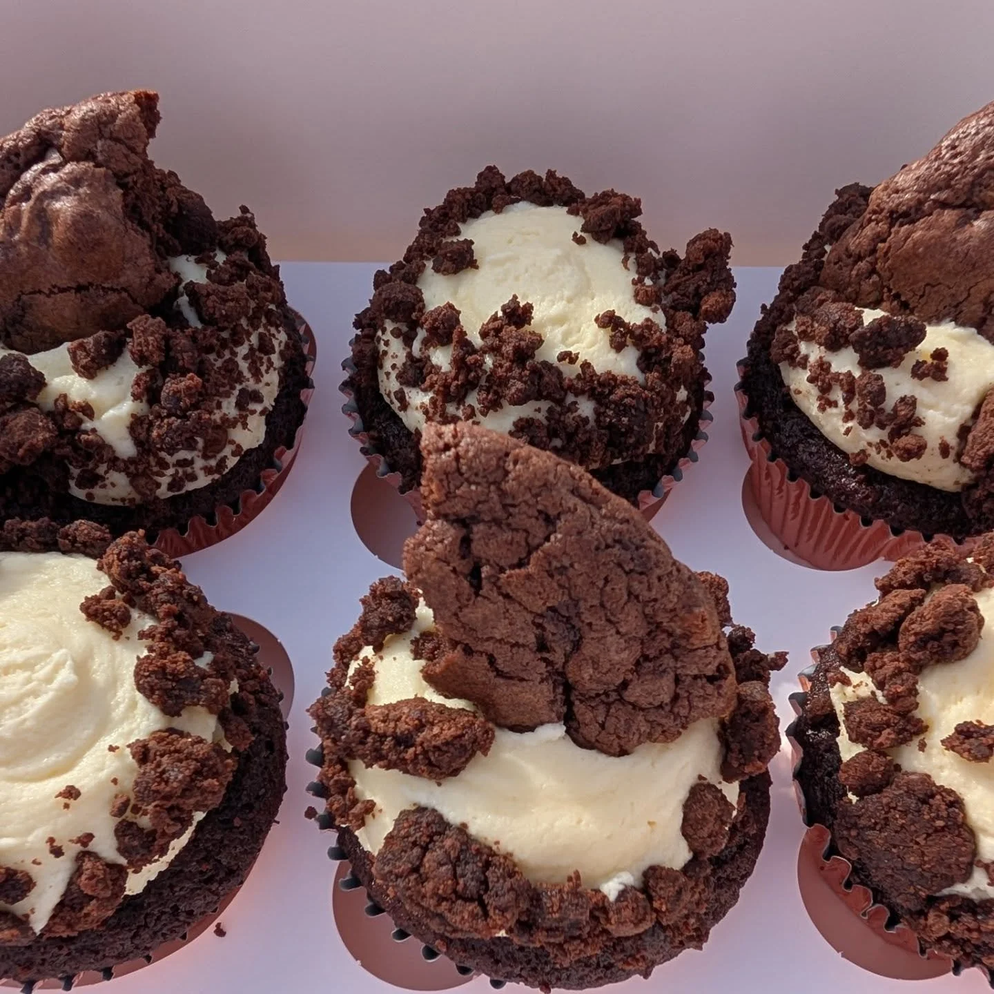 I was trying out a new cupcake idea/flavour. A chocolate cupcake, with a mascarpone whipped cream frosting and brownie cookie crumble.