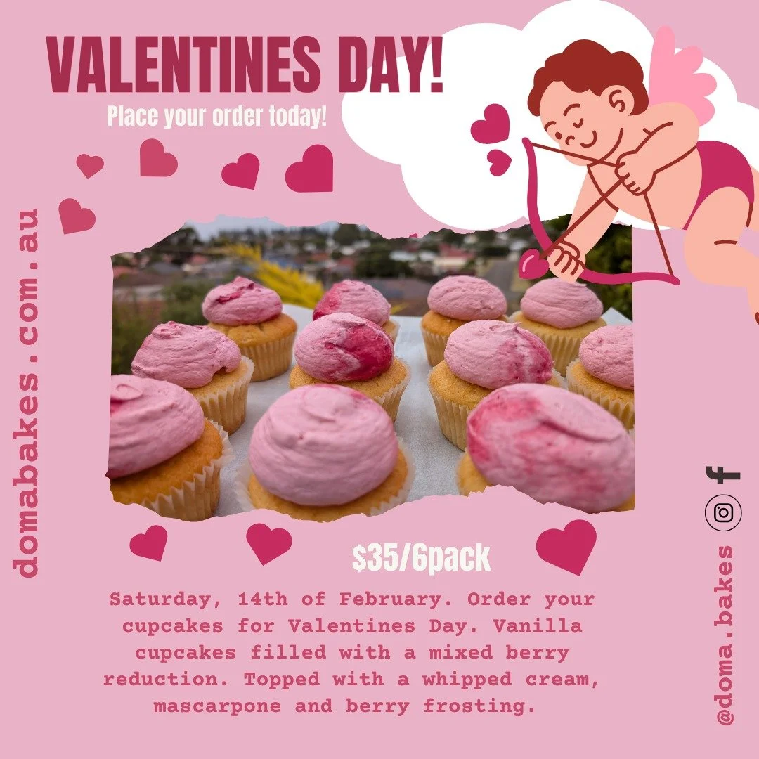 Hi lovelies! I am offering these mixed berry cupcakes for Valentines Day (Saturday, 14th of February). They are made to order so if you are interested place your order today!