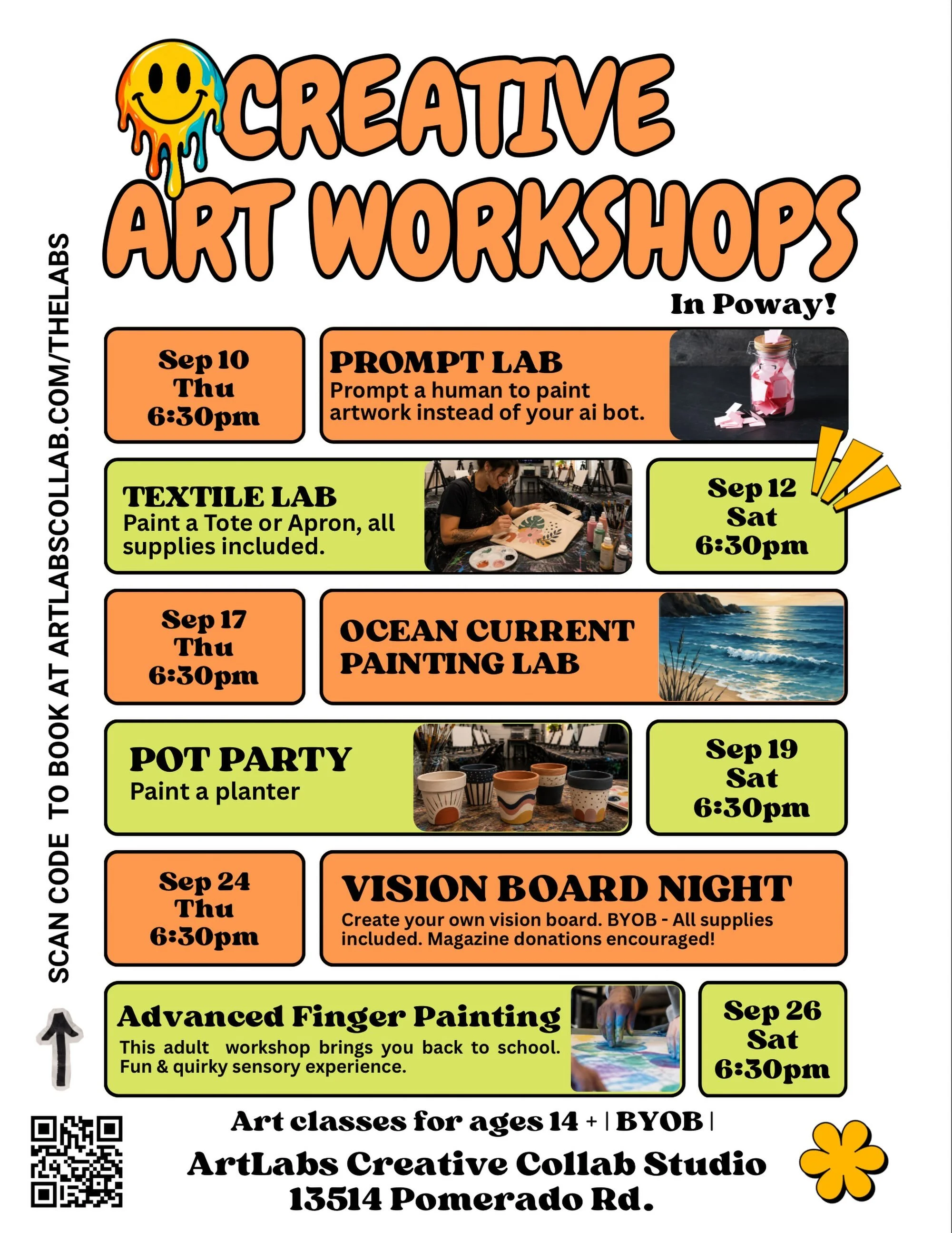 Hey hey heeeey! Here is our current workshop lineup! We&rsquo;ve already added your name on the list, so you&rsquo;re obligated to come and flex your creative muscles. It&rsquo;s been a week already and you deserve it. ❤️❤️❤️