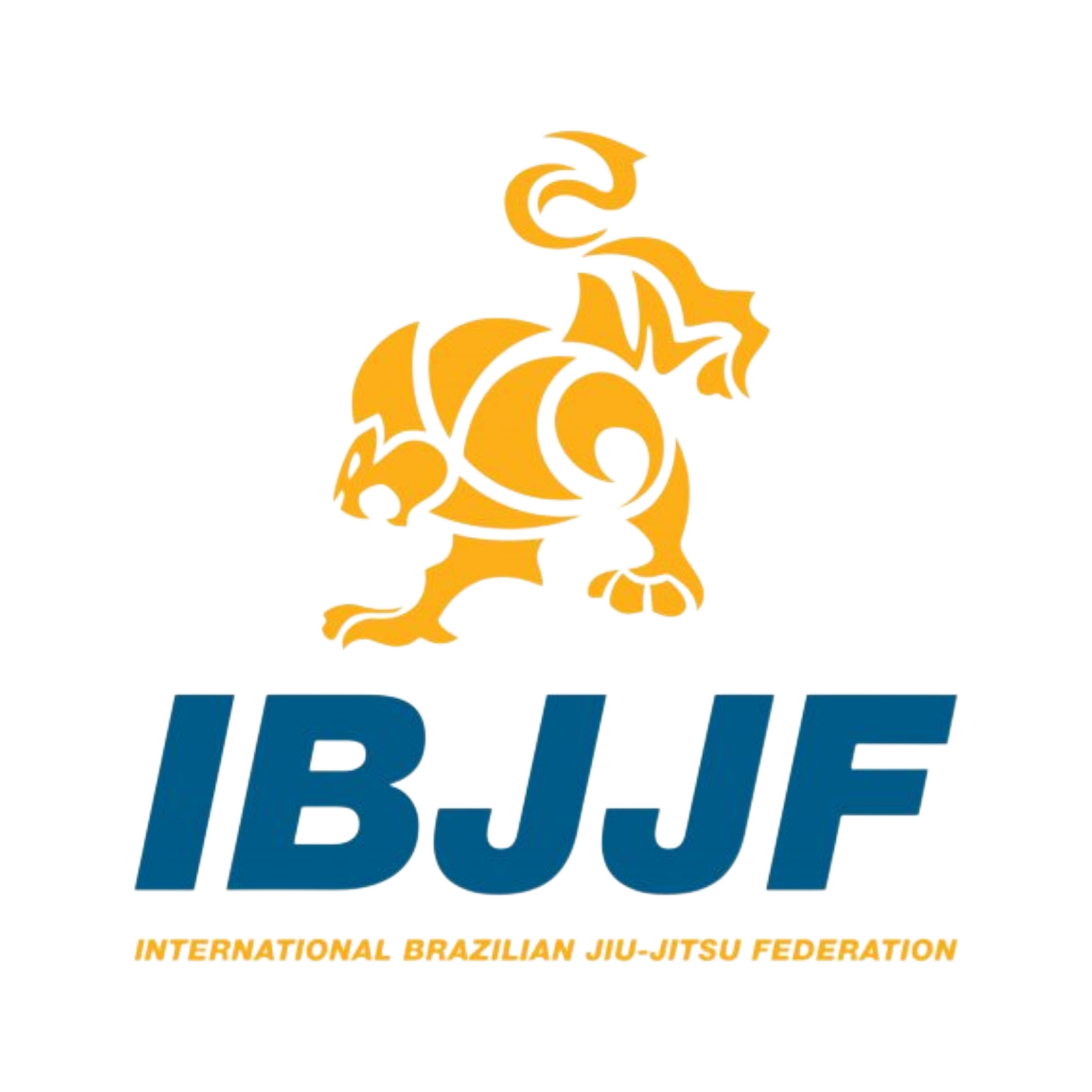 Logo of IBJJF, featuring a stylized yellow and blue dragon and the text 'IBJJF' with a subtitle 'International Brazilian Jiu-Jitsu Federation'.