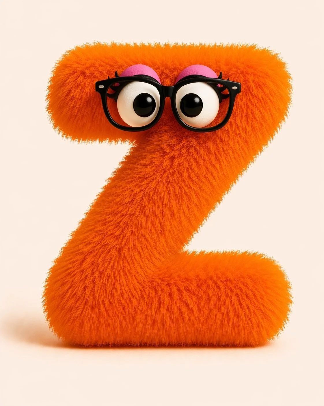 An AI generated image of a whimsical, orange furred, anthropomorphic letter Y. The Y has googly eyes with curly eyelashes in the style of a Jim Henson Muppet.