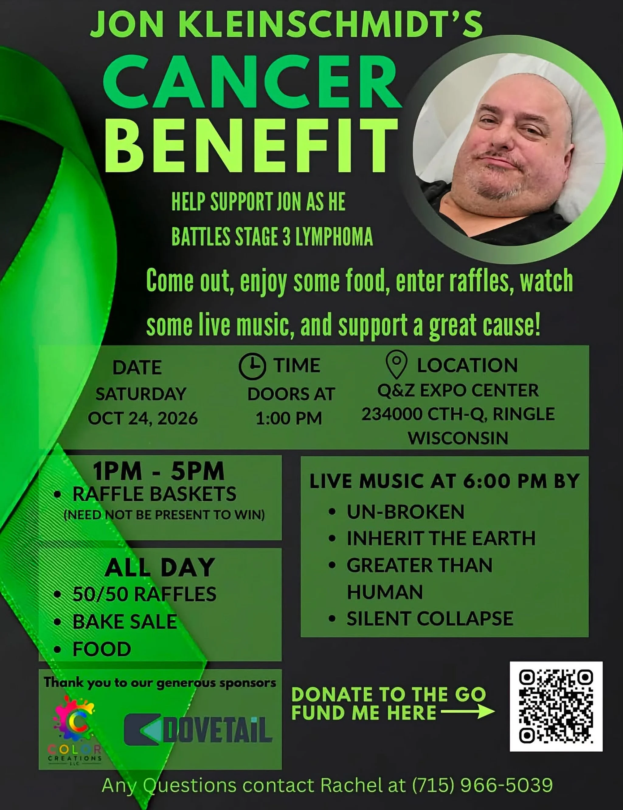 🚨RINGLE WI🚨
We are headed back to Ringle to play @qzexpo once more for a benefit show for Jon Kleinschmidt! This is an all day event while there is live music at night there are raffles bake sales and a go fund me to help support Jon and his family