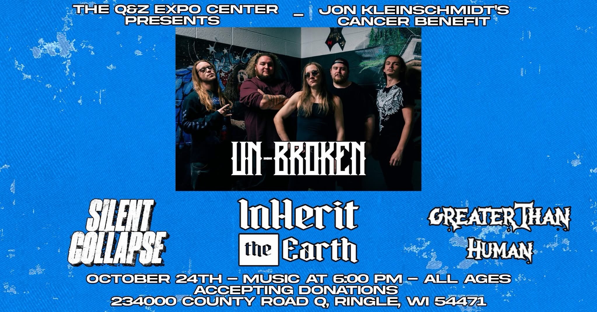 RINGLE!!!! We are returning to the @qzexpo this month for a cancer benefit to support Jon Kleinschmidt. So get out there and support him with us! We are ripping with our brothers in @un_brokenwiofficial @greaterthanhumanmusic and SILENT COLLAPSE!!!! 