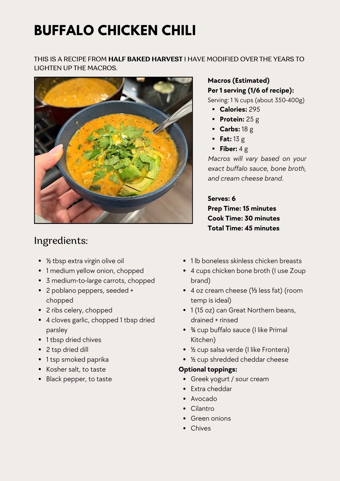 Buffalo Chicken Chili