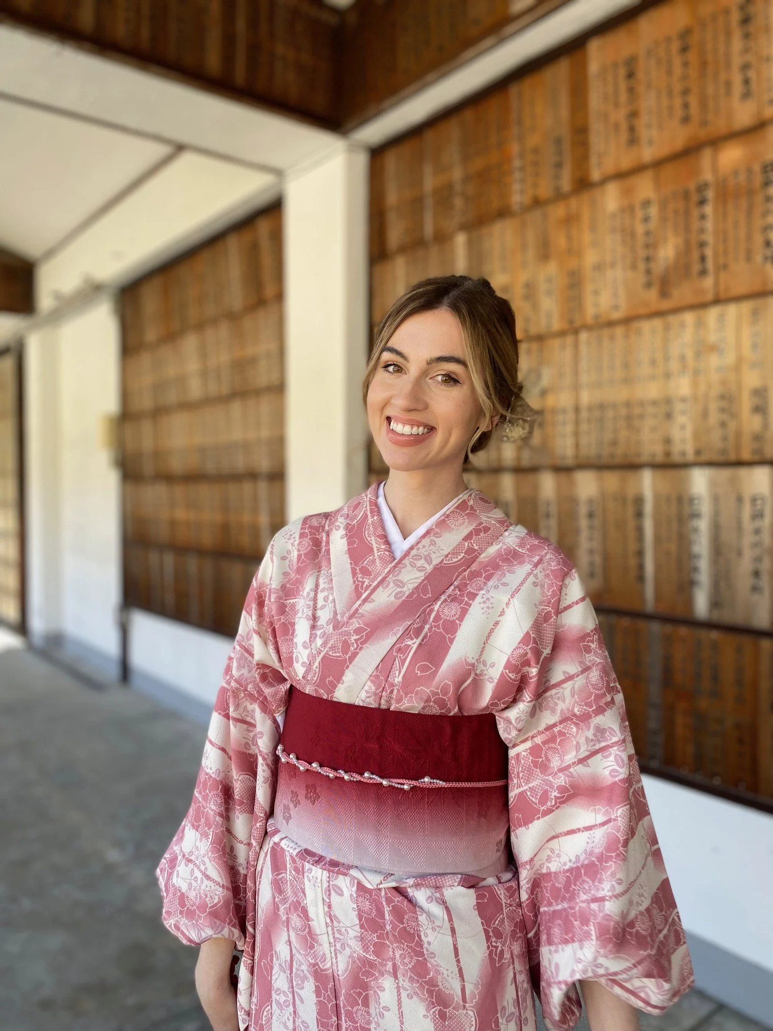 New Colombo Plan scholar wearing traditional Japanese clothing during an overseas study experience in Japan.