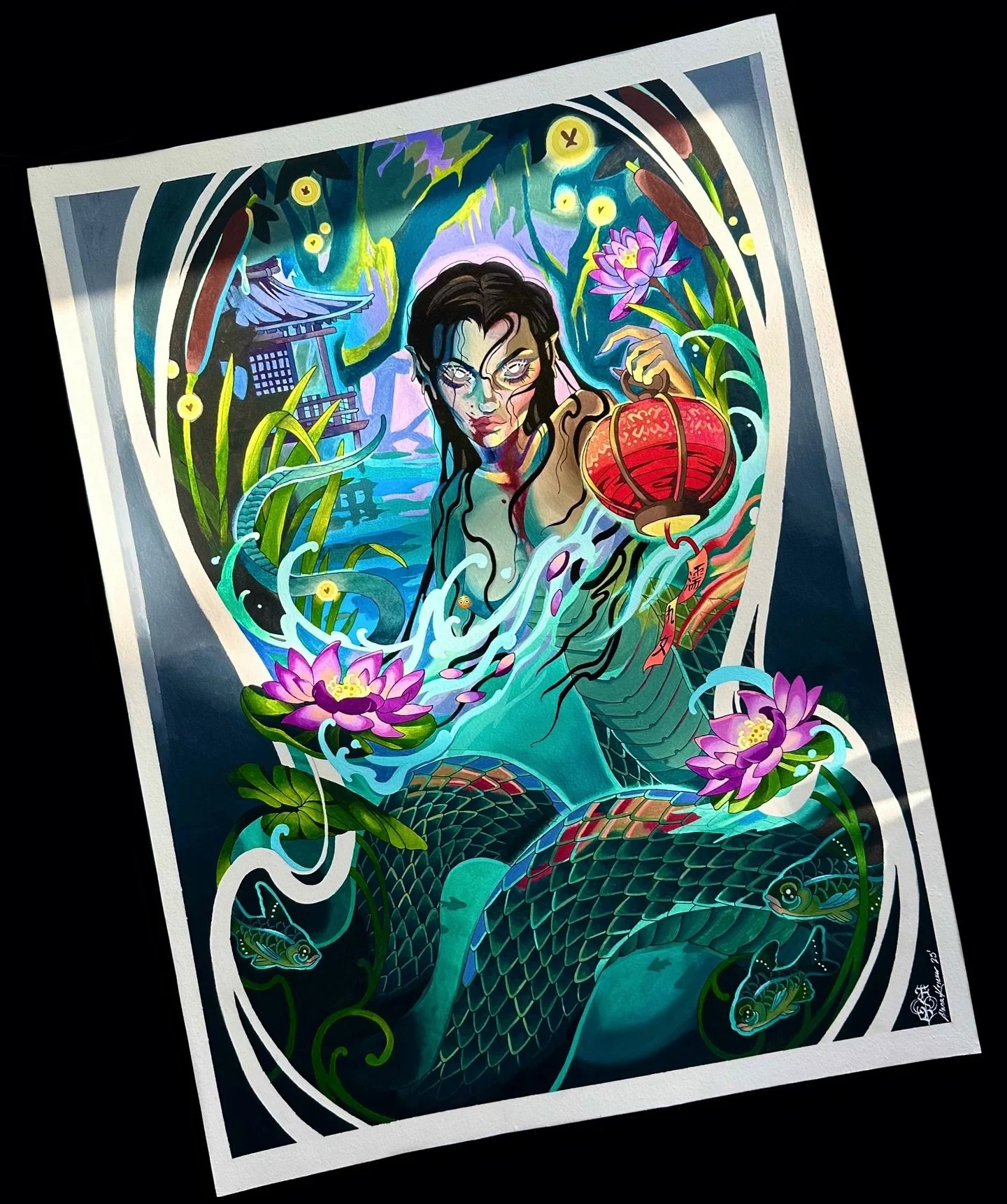 🐍 &ldquo;Nure-onna&rdquo; 🐍
.
My submission for this years annual winter art show at @wolfandgoattattoo 
.
18&rdquo; x 24&rdquo; liquid acrylic and acrylic ink on arches paper