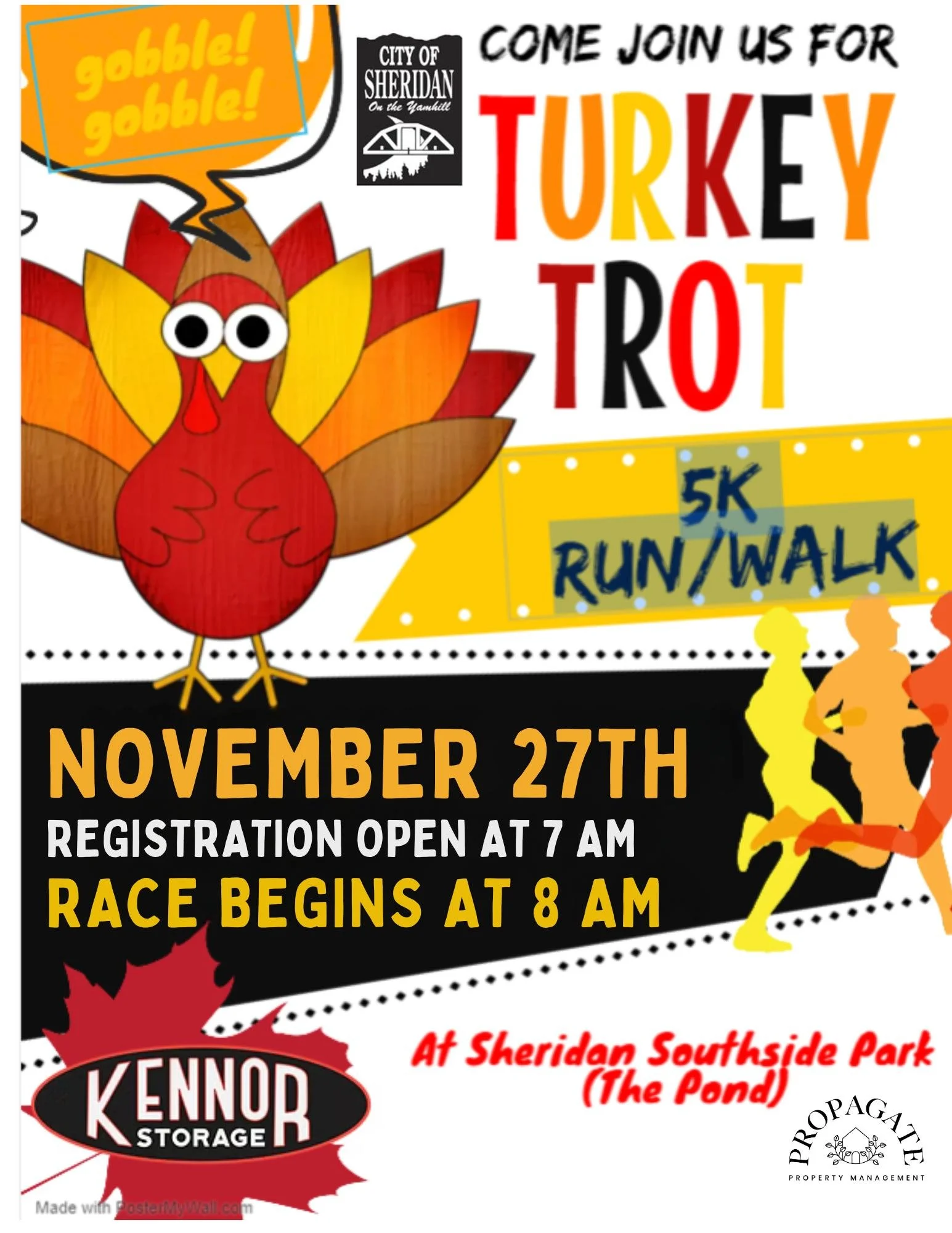 🦃JOIN US NOVEMBER 27th at the Sheridan Pond for the Turkey Trot!🦃
.
.
Free registration- just come get some steps in before the holiday festivities begin. All ages welcome!