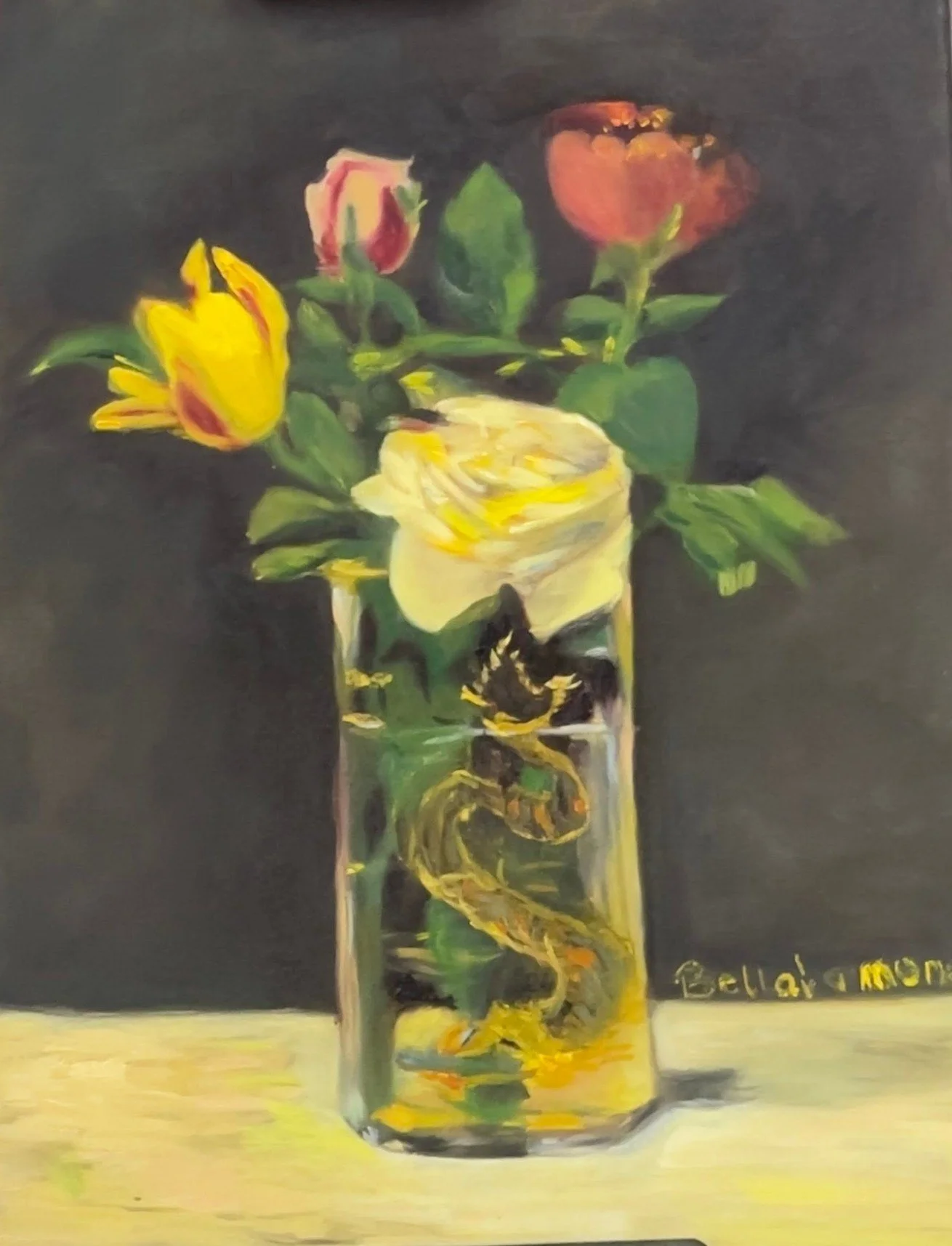 Roses and Tulips in a Dragon Vase by Claude Monet