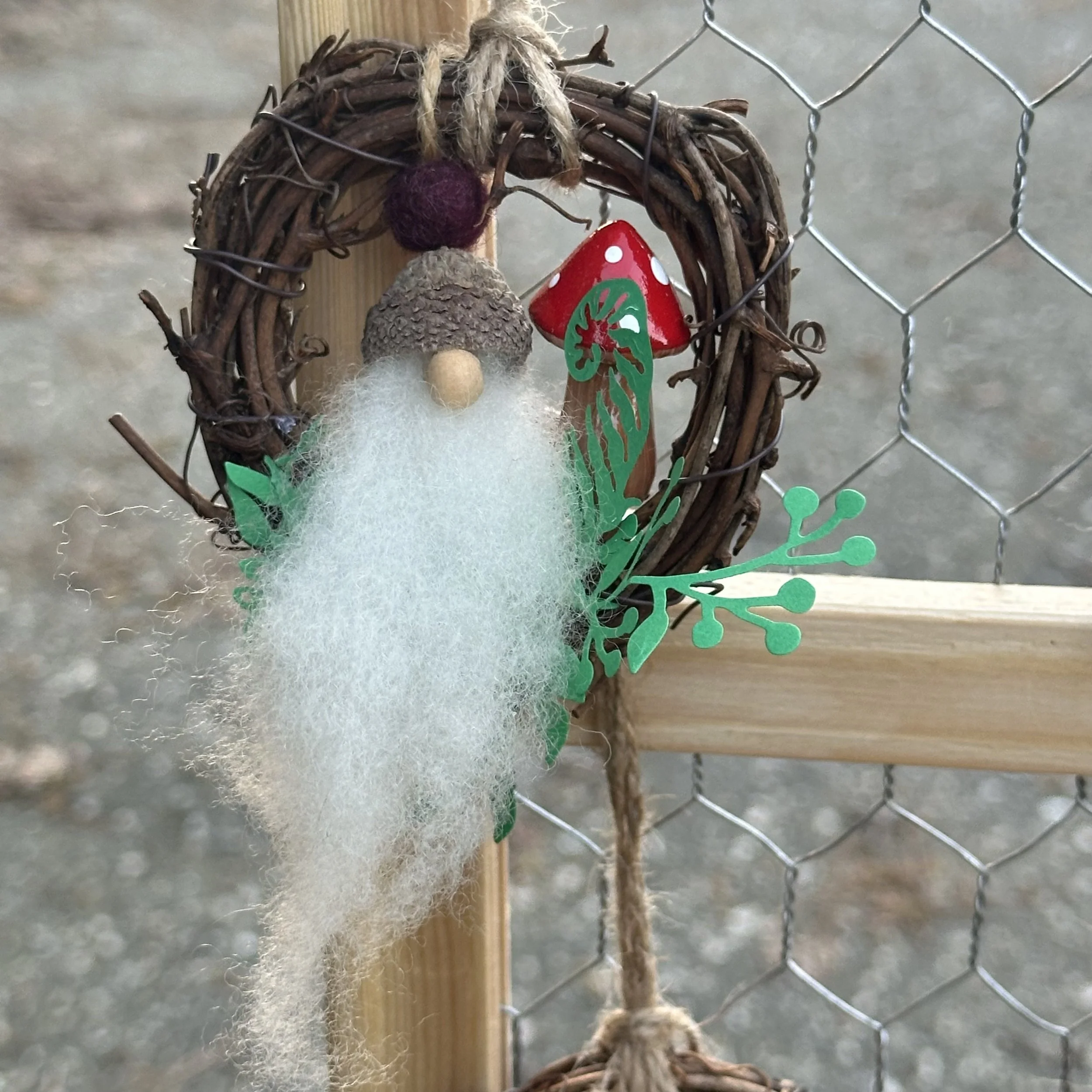 Acorn Gnome & Flower Fairy Mushroom Mini Wreath by With Pins & Needles