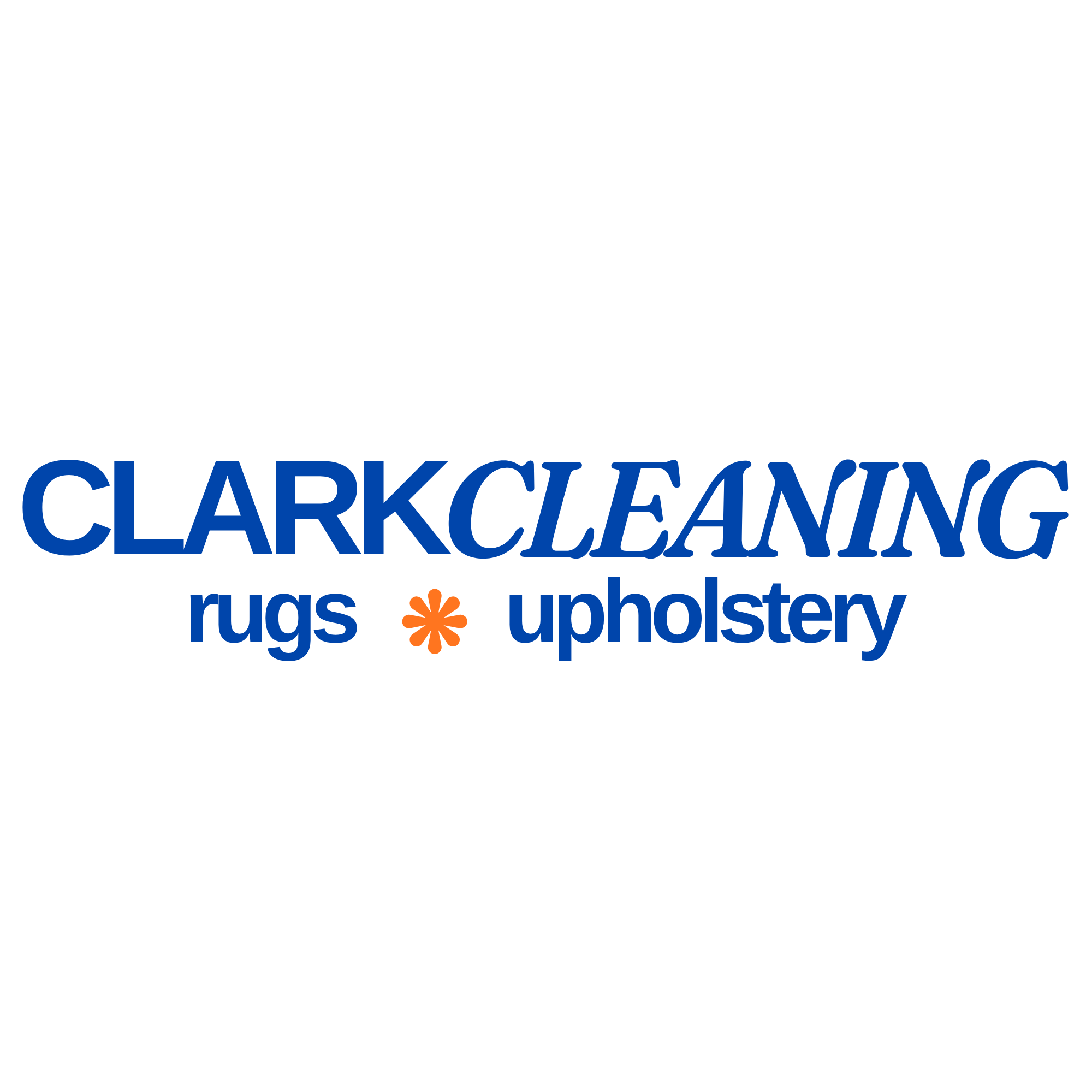 Logo for Clark Cleaning, a company specializing in rugs and upholstery cleaning.