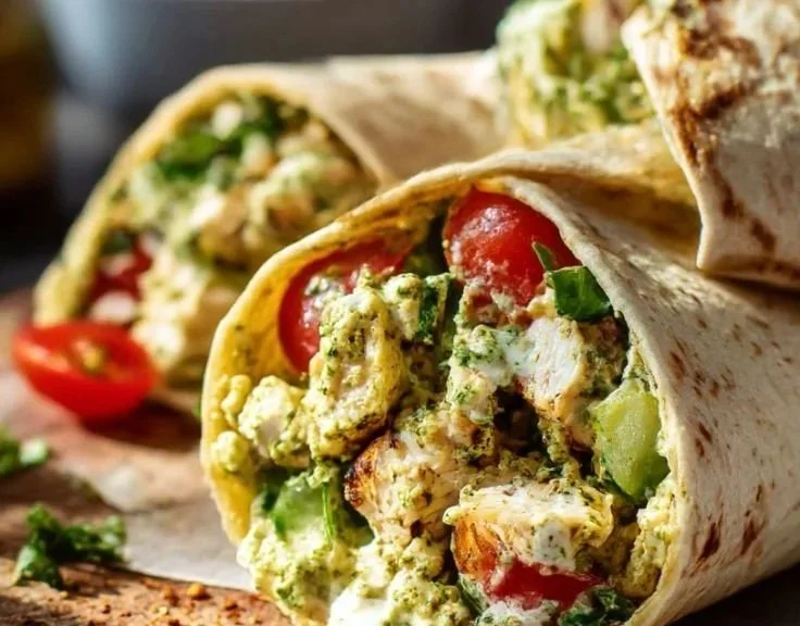 Creamy Pesto Chicken Wrap