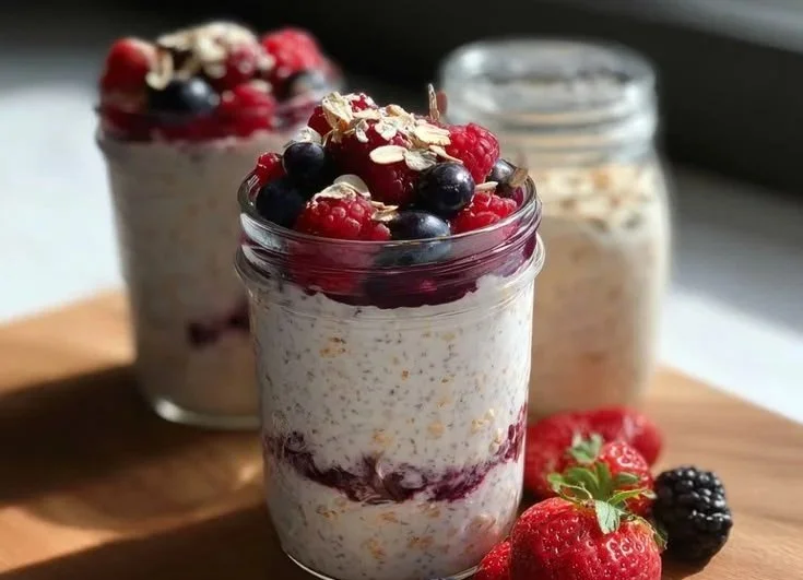 🍓 Mixed Berry Protein Overnight Oats