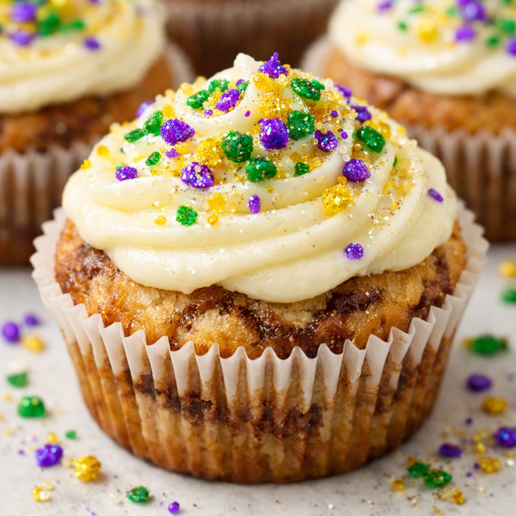 👑 Peachy King Cake Muffins