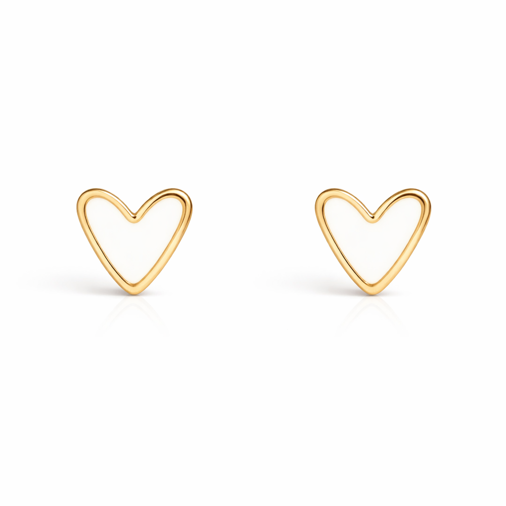 ✨ White Heart Stud Earrings