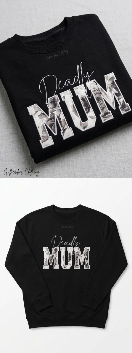 Handcrafted 'Deadly Mum' Fleece Crewneck Jumper