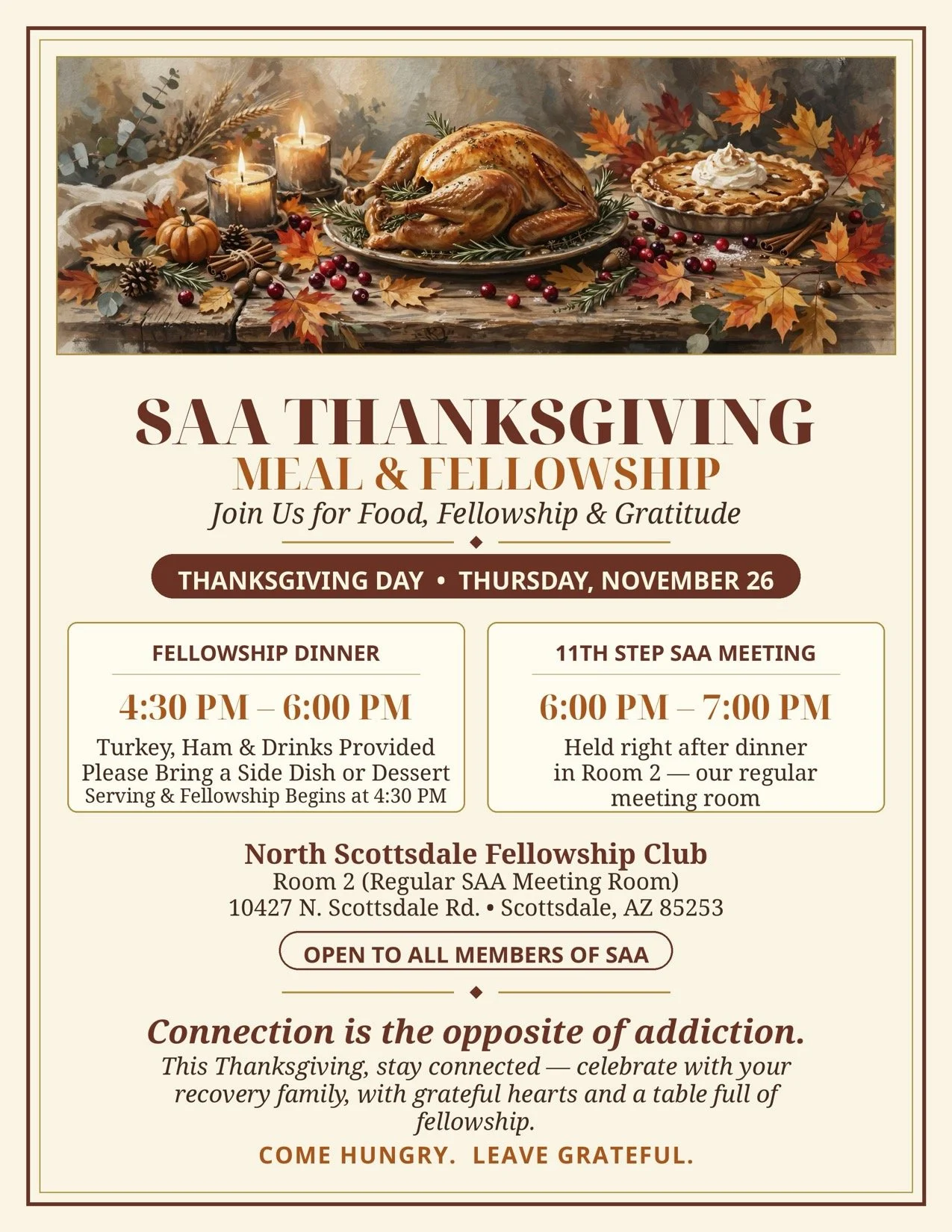 SAA 2026 THANKSGIVING MEAL & FELLOWSHIP
