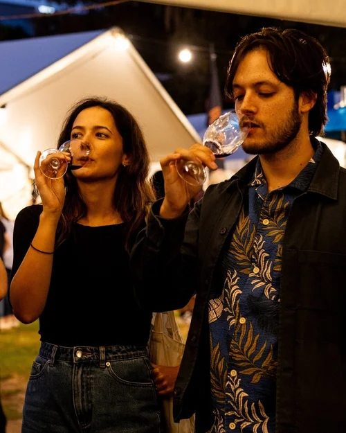 Festival crowd and wine tasting at UnWined Perth