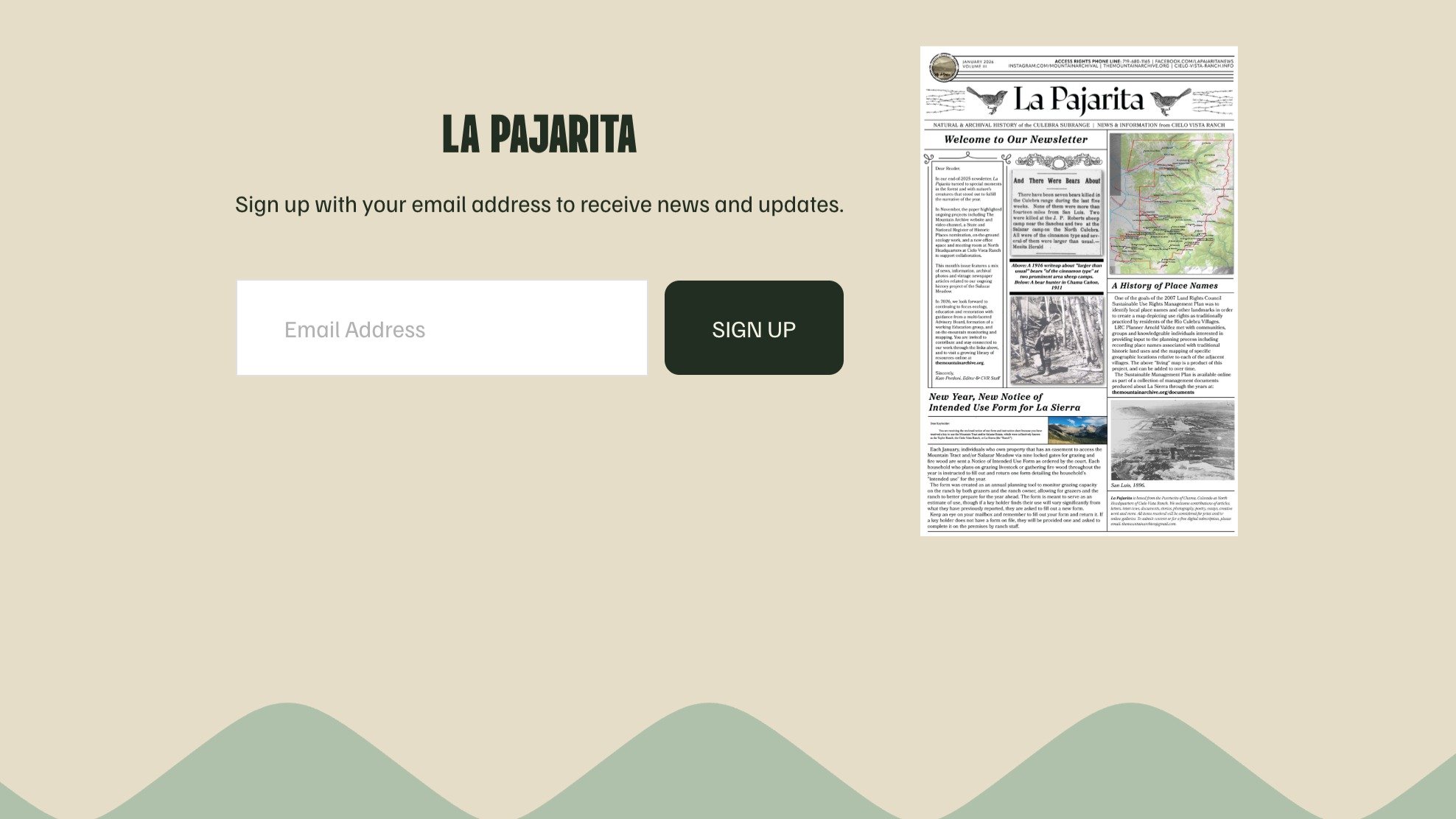 This month's issue of La Pajarita features a mix of news, information, archival photos and vintage newspaper articles related to an ongoing history project of the Salazar Meadow. Sign up for news &amp; information from Cielo Vista Ranch by visiting t