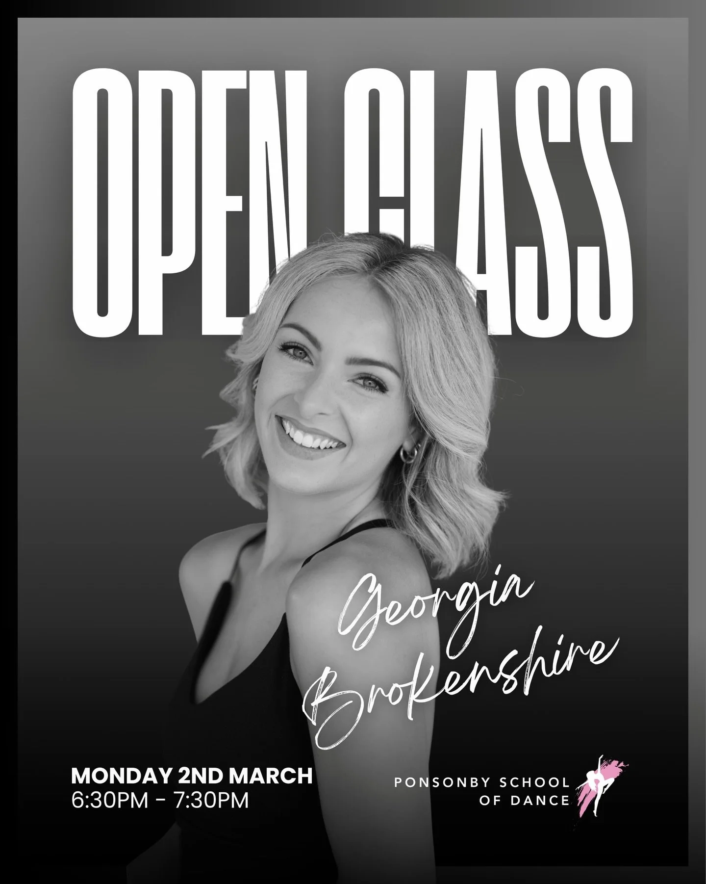 💖 MONDAY OPEN CLASS with @georgia_brokey 💖

🗓 Monday 2nd March
⏰ 6:30pm &ndash; 7:30pm
⭐️ Open to ALL dancers 13+
📍 5 Lincoln Street, Ponsonby
💫 $20 cash on the door for non PSOD dancers

SEE YOU THERE 😍
