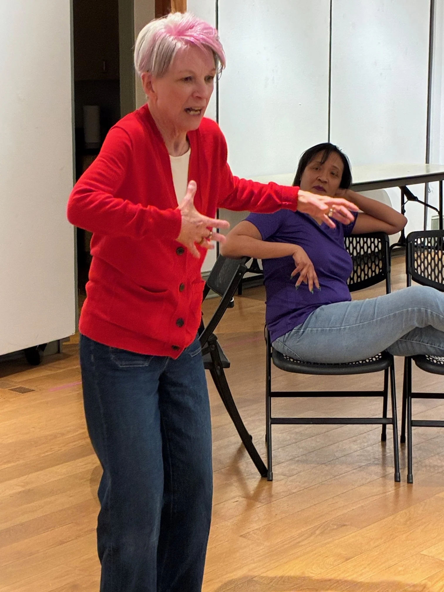  Margaret Casart &amp; Rav’n Moon in rehearsal  **Photo by** Lynn Fleming 