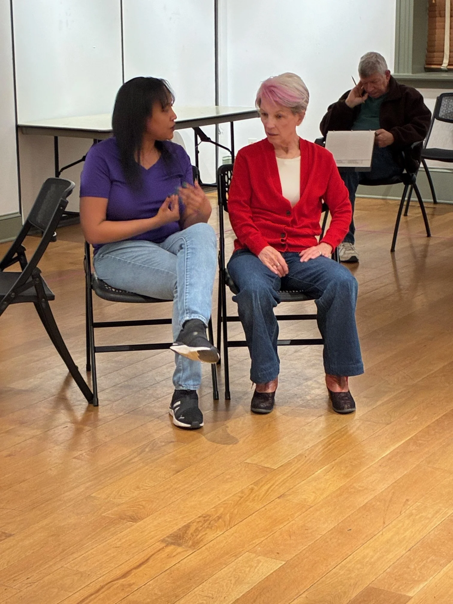  Rav’n Moon &amp; Margaret Casart in rehearsal  **Photo by** Lynn Fleming 