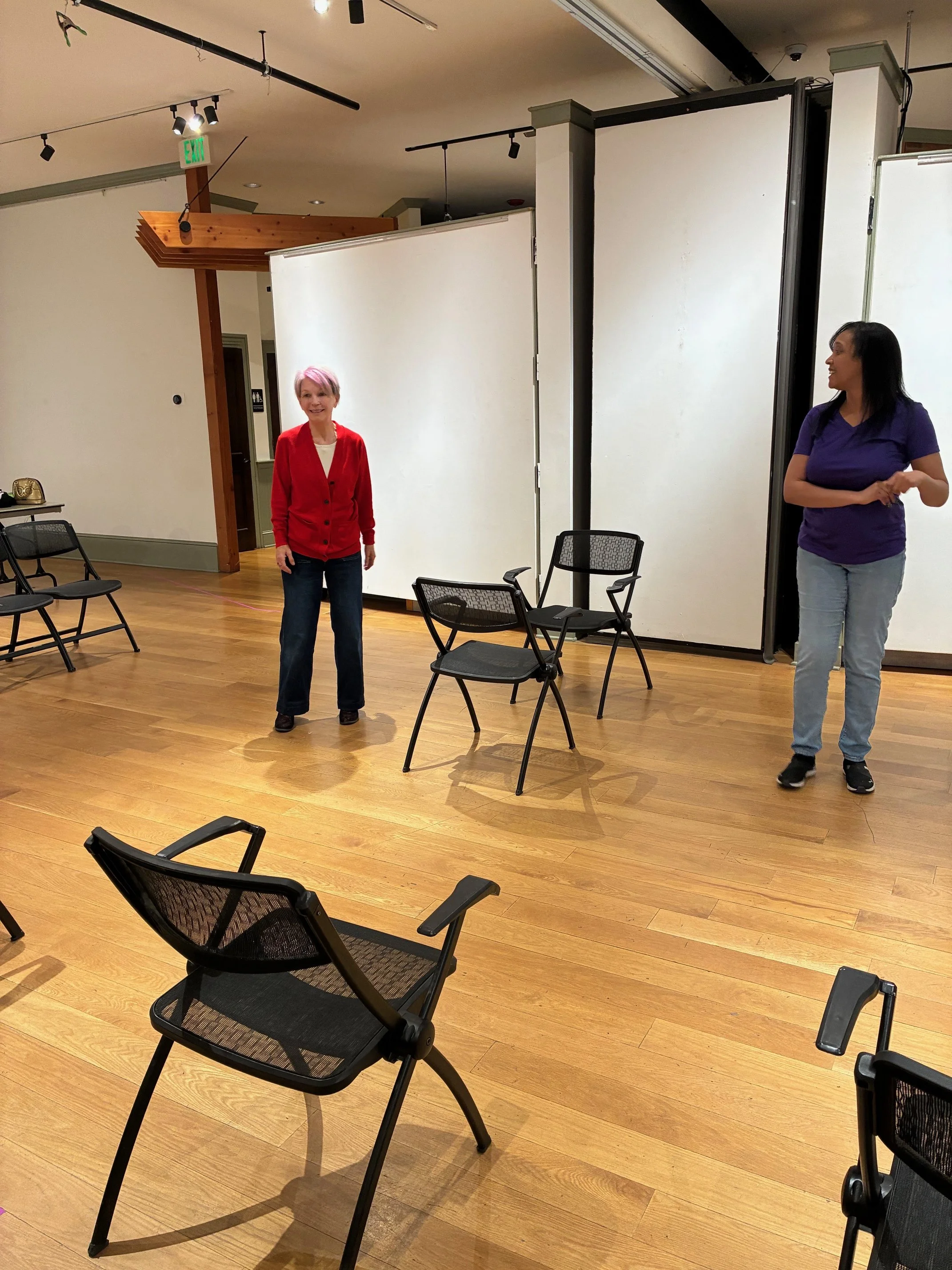  Margaret Casart &amp; Rav’n Moon in rehearsal  **Photo by** Lynn Fleming 