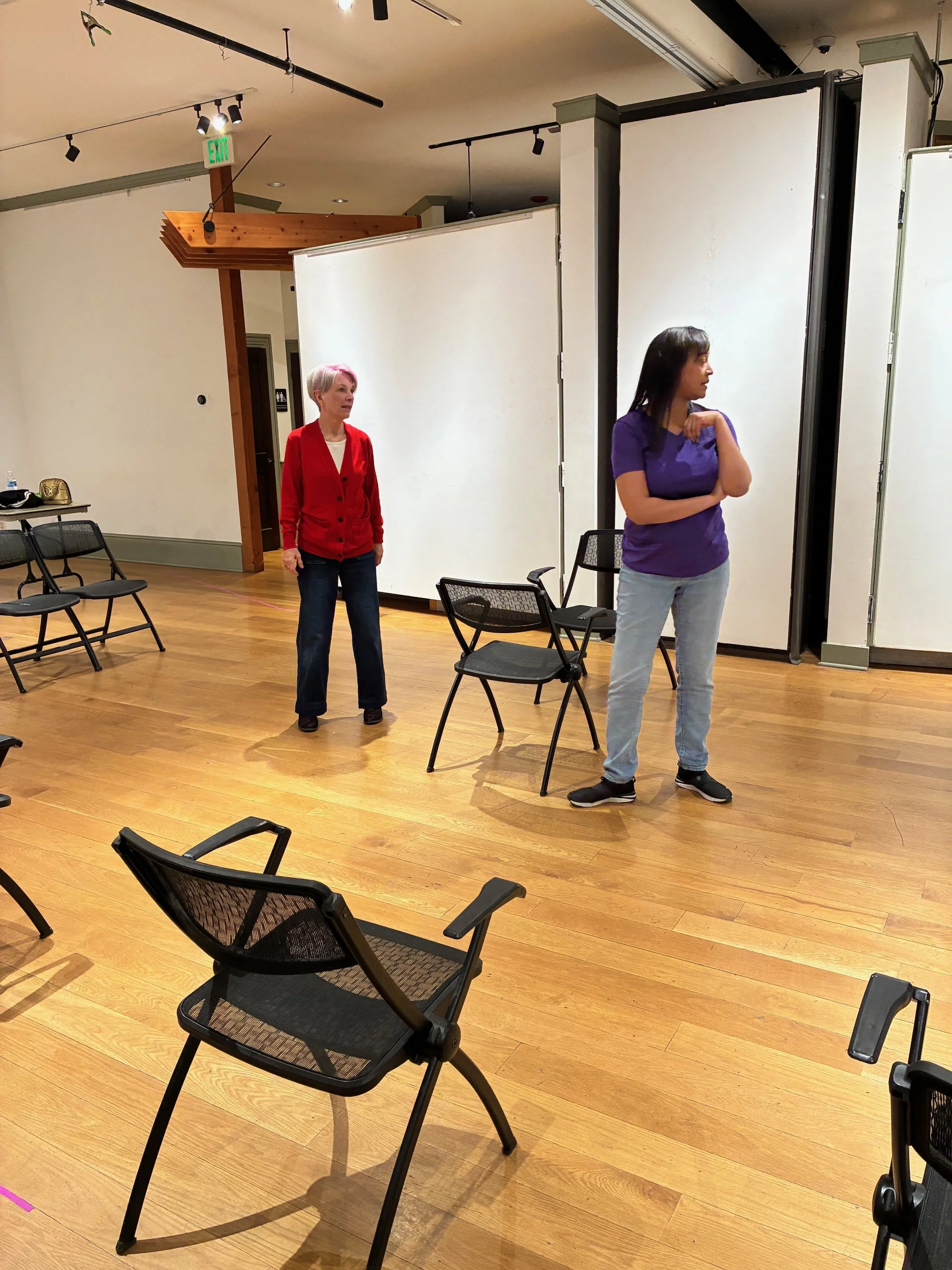  Margaret Casart &amp; Rav’n Moon in rehearsal  **Photo by** Lynn Fleming 